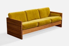 Amerikanische Designerin, Sofa, Eiche, Samt, USA, 1950er Jahre