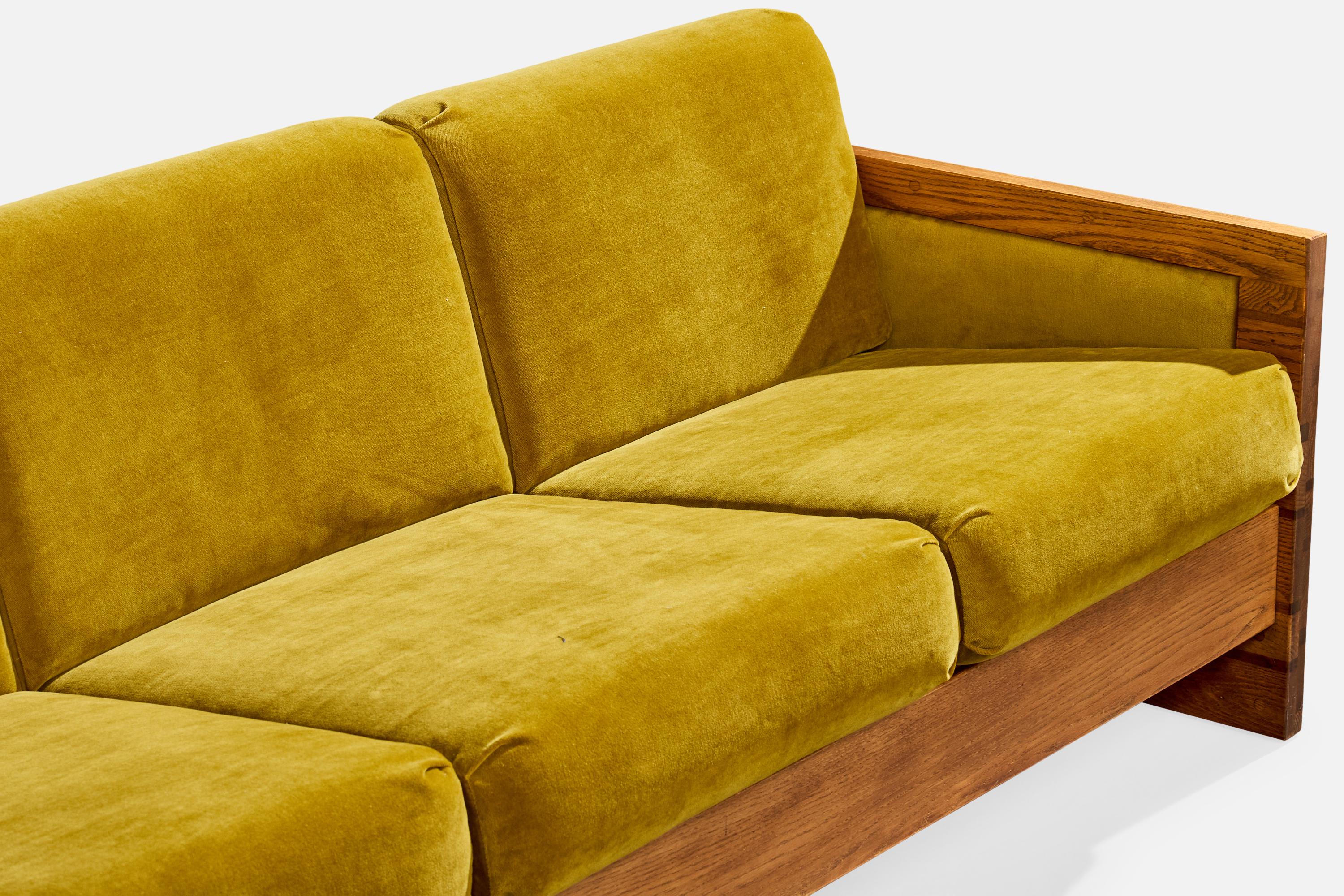 American Design, Canapé, Oak, Velvet, USA, années 1950 en vente 1