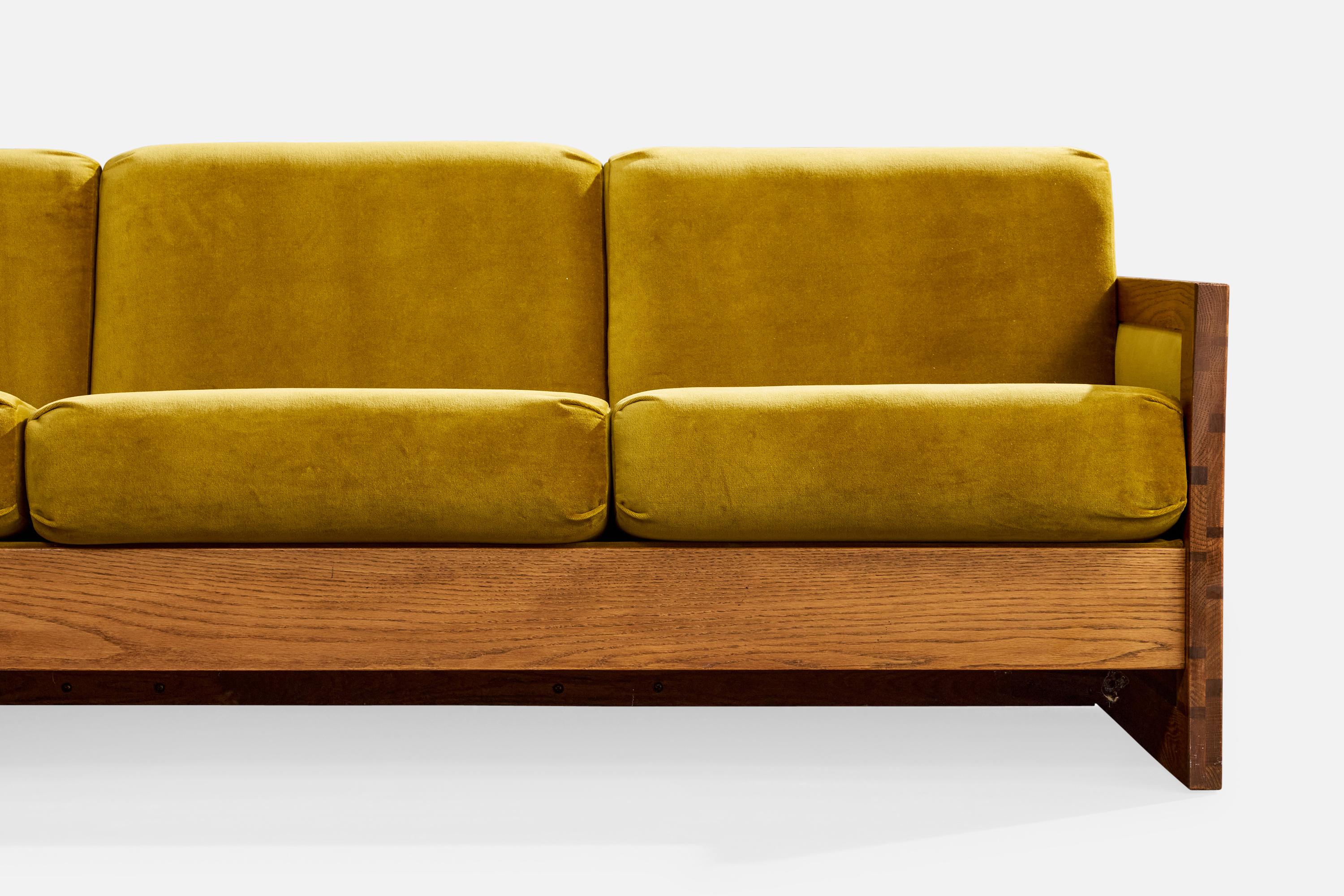 American Design, Canapé, Oak, Velvet, USA, années 1950 en vente 2