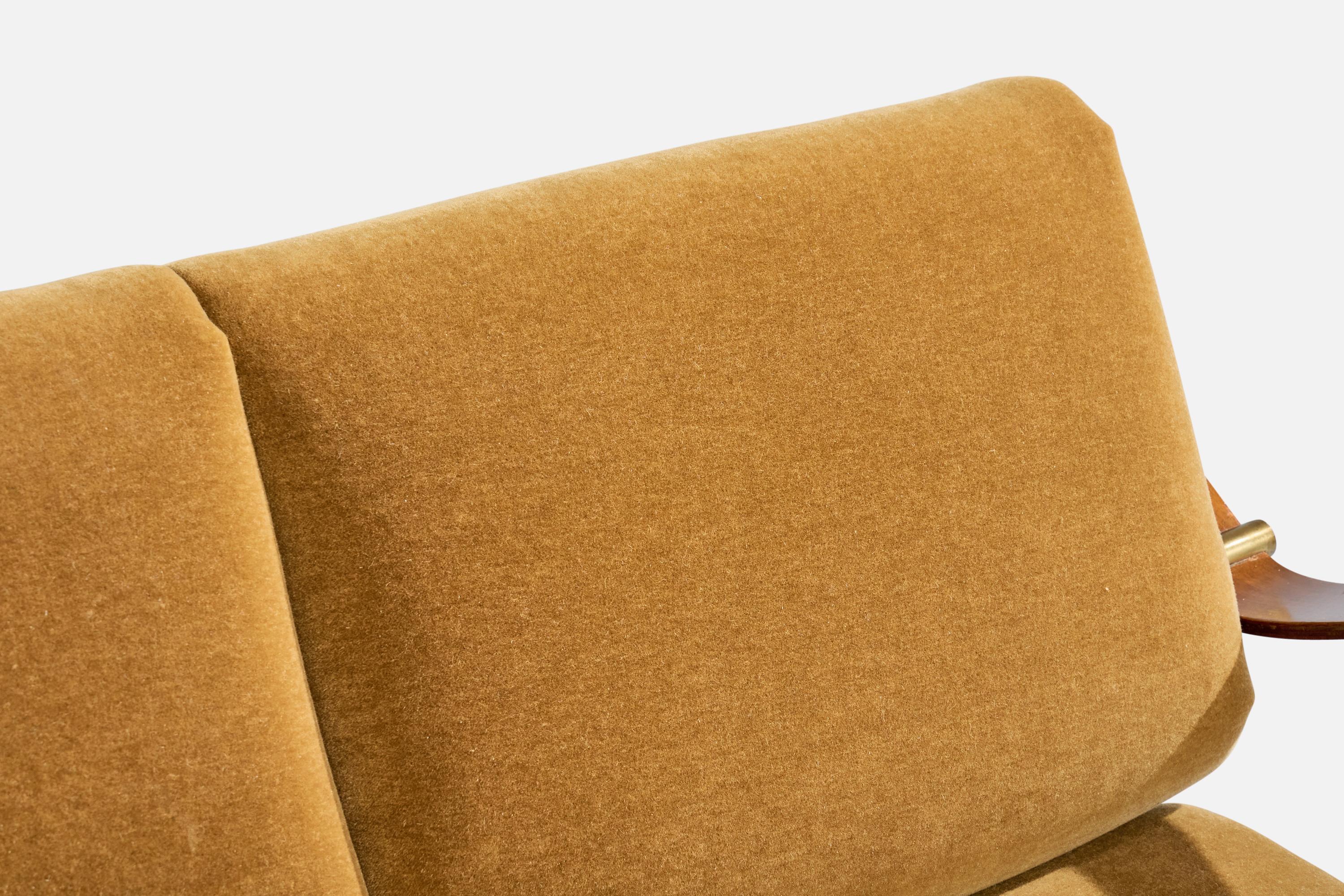 American Designer, Divano, Wood, Ottone, Velluto, USA, anni '50 in vendita 6
