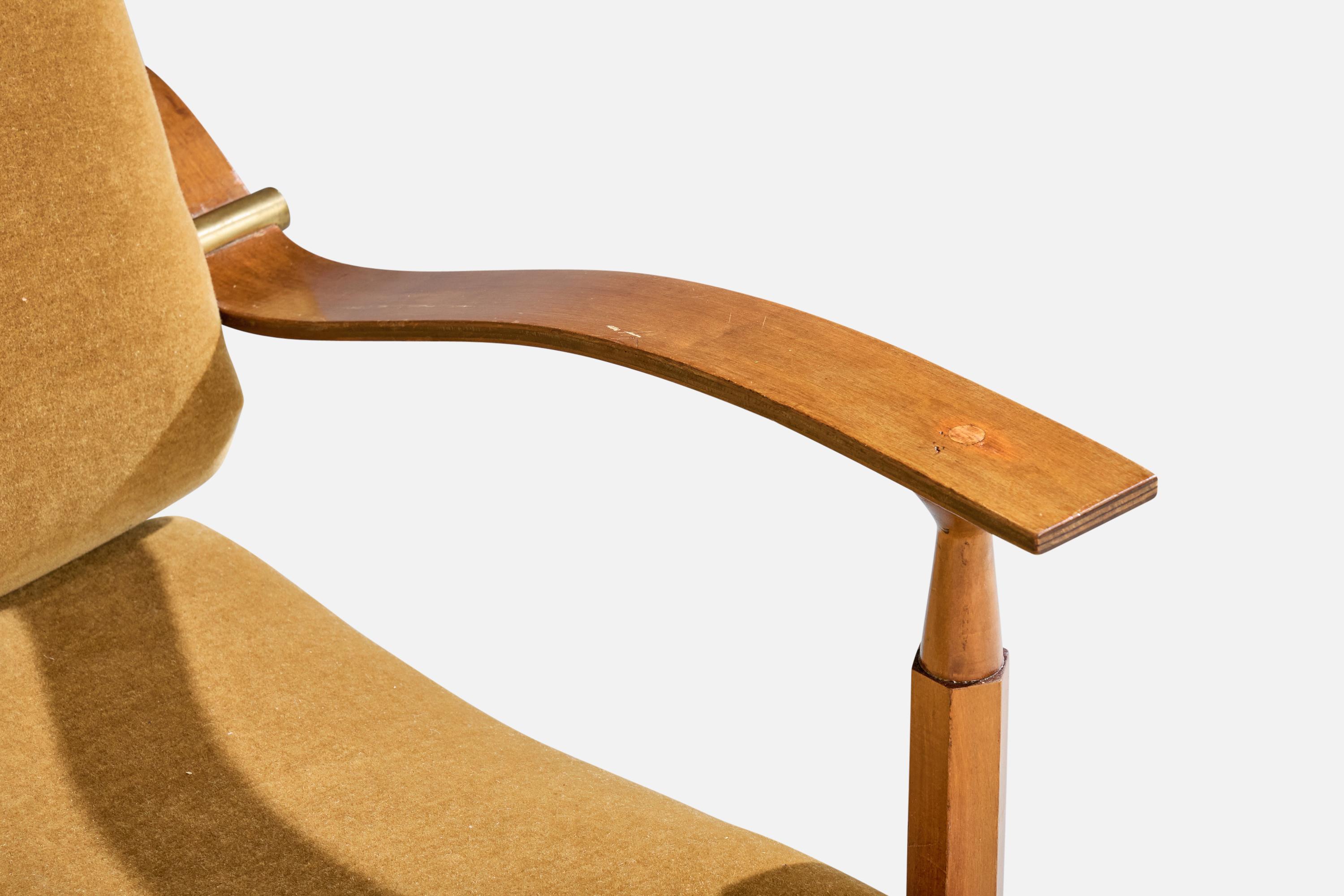 American Designer, Divano, Wood, Ottone, Velluto, USA, anni '50 in vendita 7