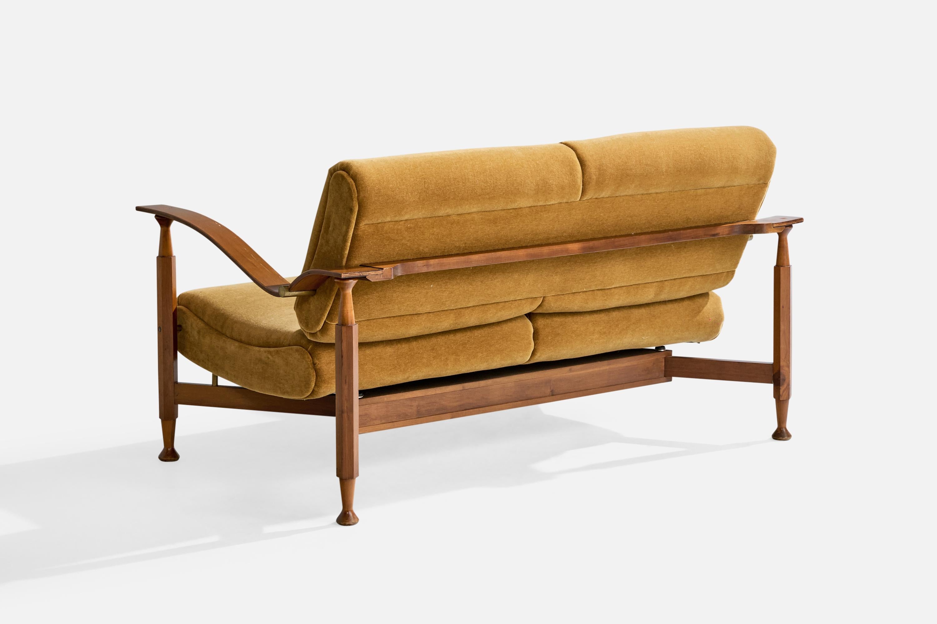 American Designer, Divano, Wood, Ottone, Velluto, USA, anni '50 in vendita 3