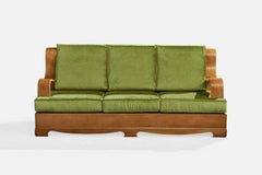 American Designer, Sofa, Wood, Velvet, USA, 1950s