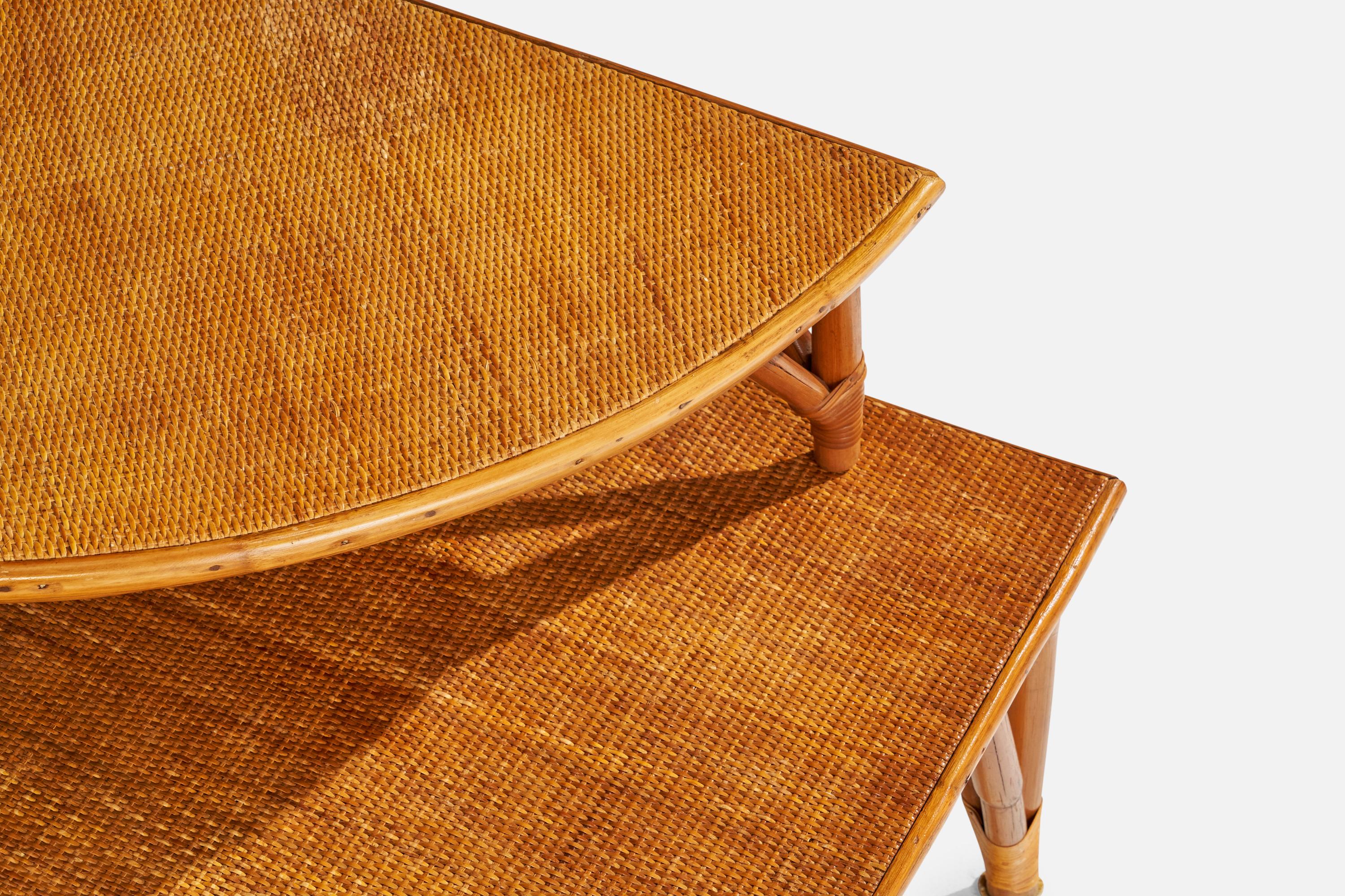 American Designer, Stacking Table, Bamboo, Rattan, Cane, USA, 1950s For Sale 7
