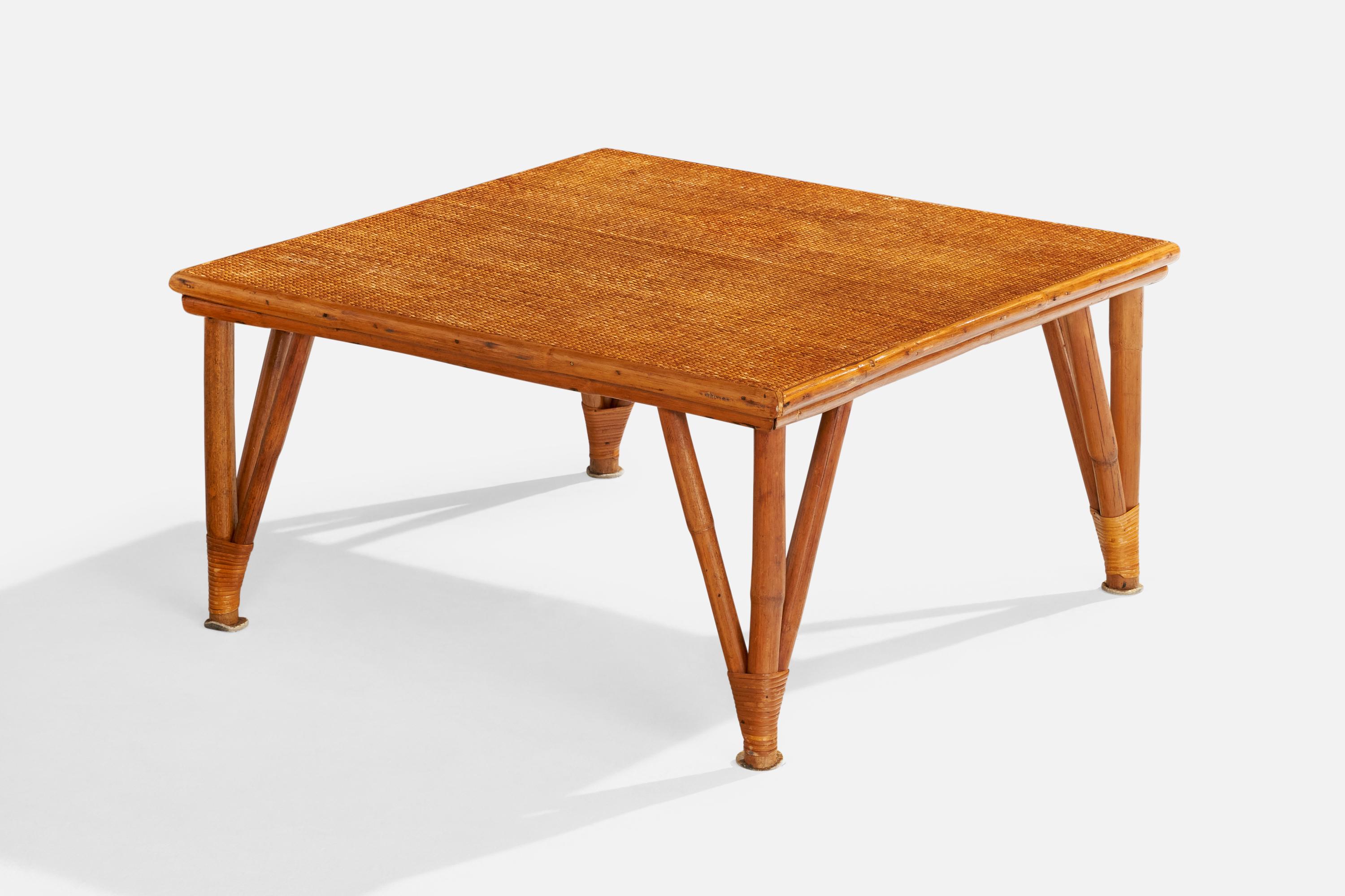 American Designer, Stacking Table, Bamboo, Rattan, Cane, USA, 1950s For Sale 2