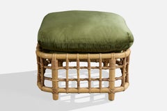 American Designer, Stool, Bamboo, Rattan, Velvet, USA, 1970s