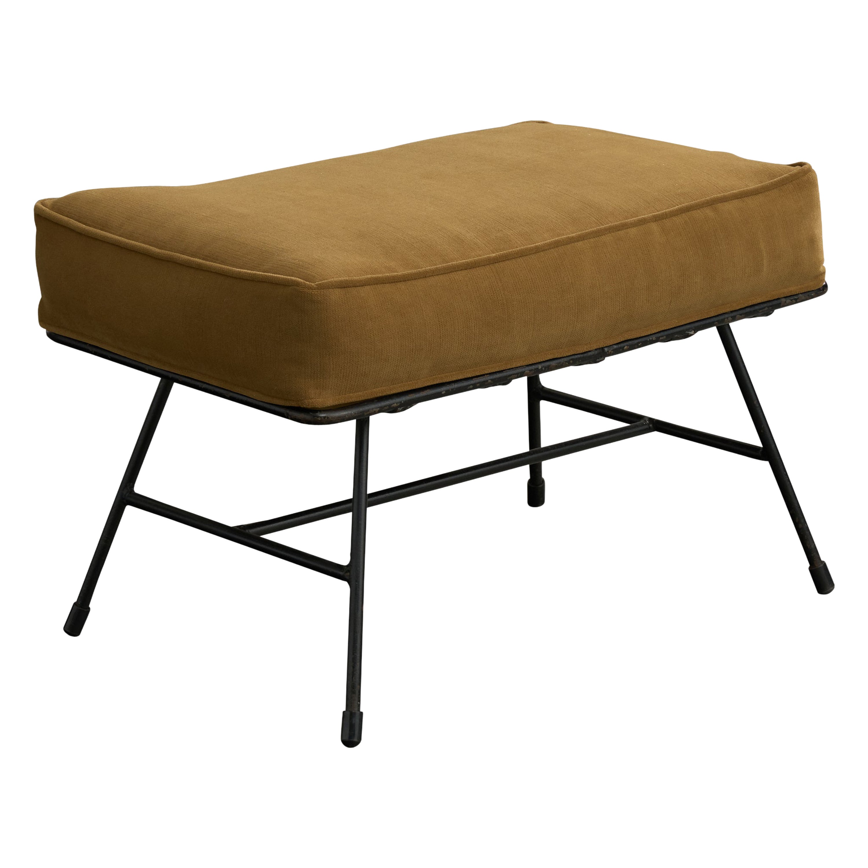 American Designer, Stool, Iron, Fabric, USA, 1950s For Sale