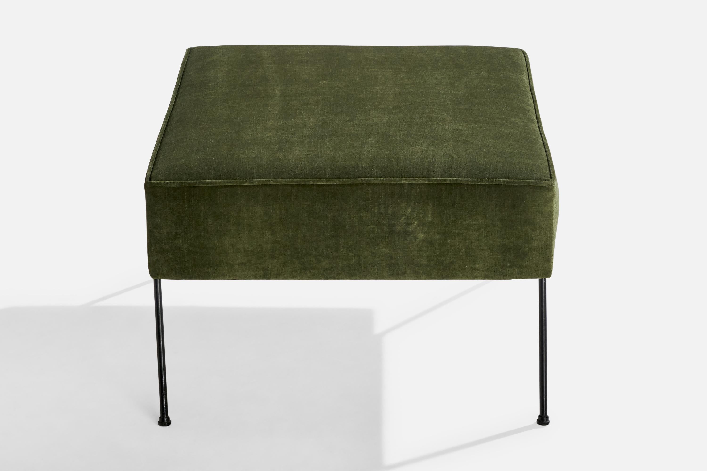 Amerikanischer Designer, Hocker, Eisen, Samt, USA, 1950er Jahre (Moderne der Mitte des Jahrhunderts) im Angebot