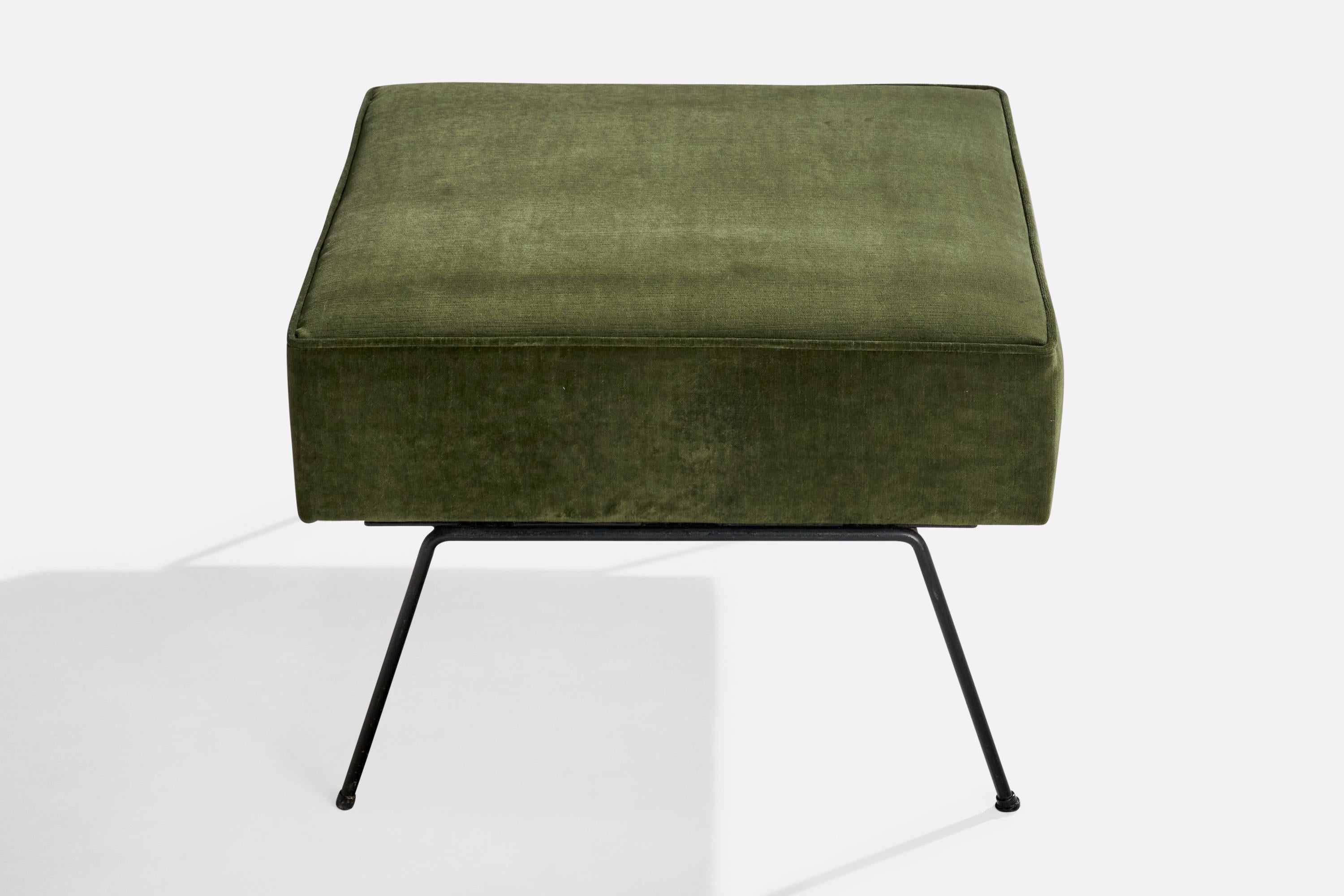 Amerikanischer Designer, Hocker, Eisen, Samt, USA, 1950er Jahre (amerikanisch) im Angebot