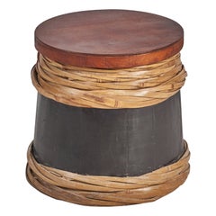 American Designer, Stool, Teak, Wood, Rattan, Philippines, 1950s
