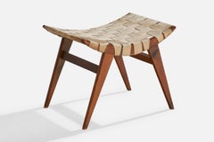 American Designer, Stool, Wood, Fabric, USA, 1950s