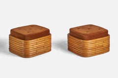 American Designer, Stools, Bamboo, Fabric, USA, 1940s