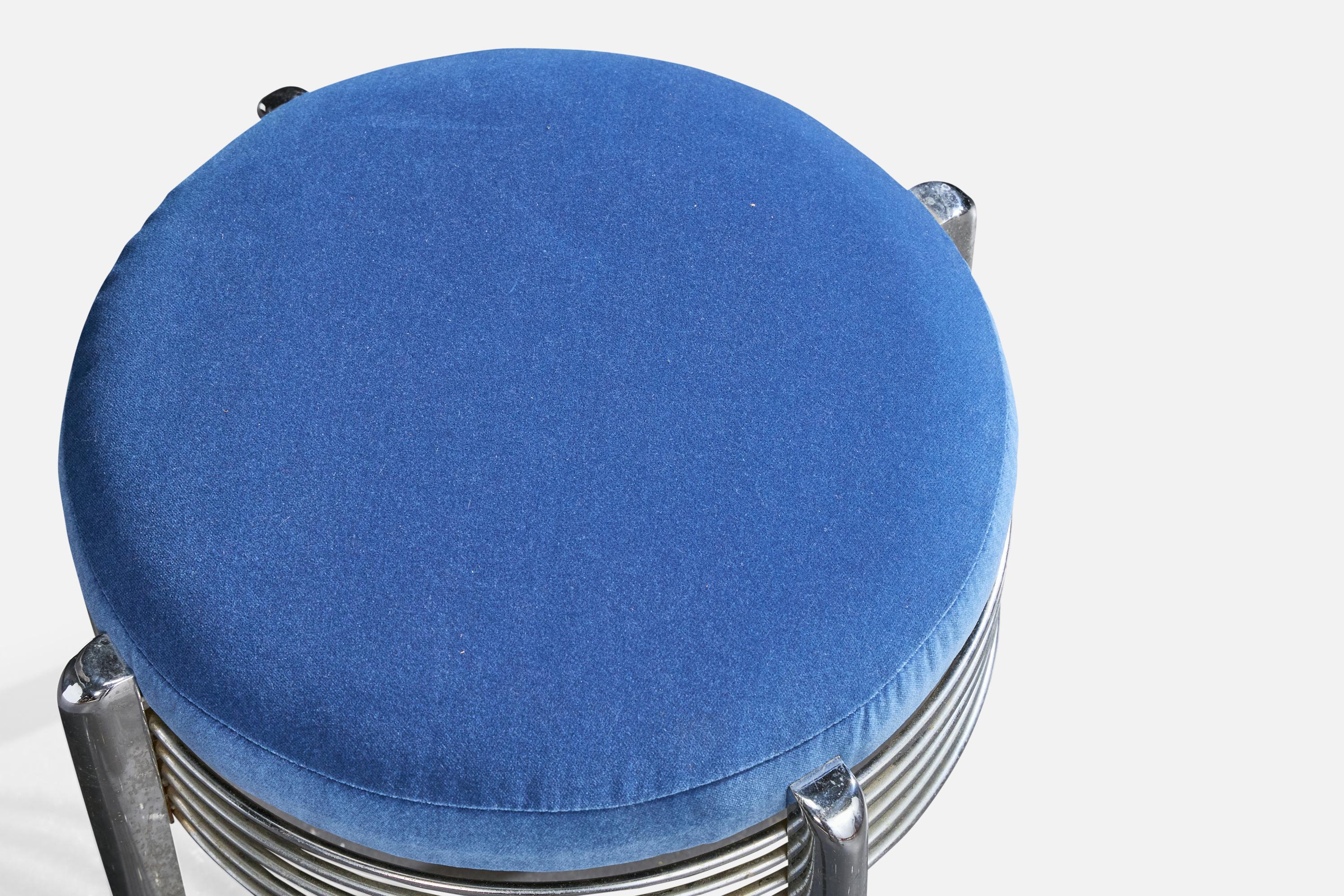 American Designer, Taburetes, Cromo, Terciopelo, EE.UU., Década de 1970 en venta 4