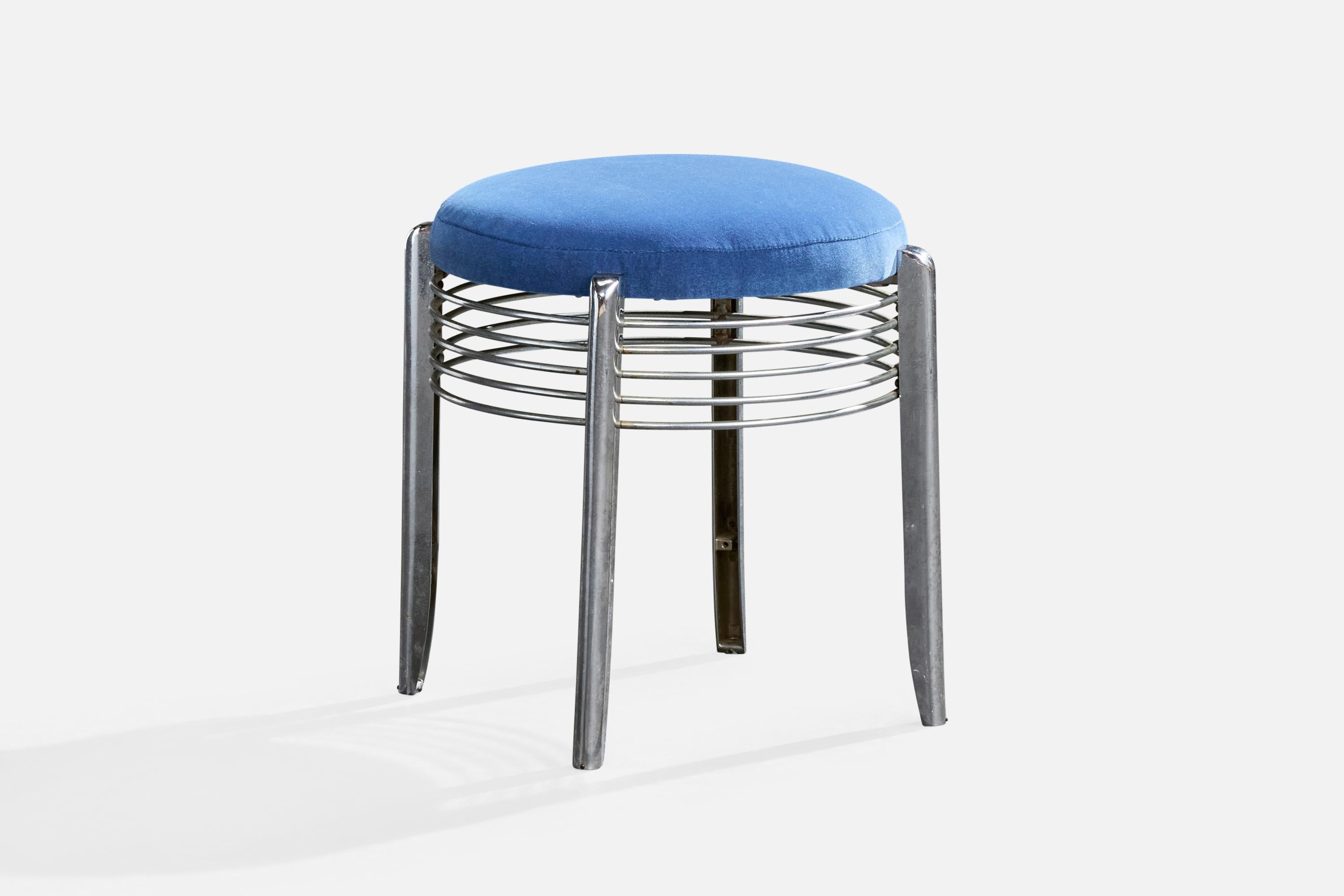 American Designer, Taburetes, Cromo, Terciopelo, EE.UU., Década de 1970 Estadounidense en venta