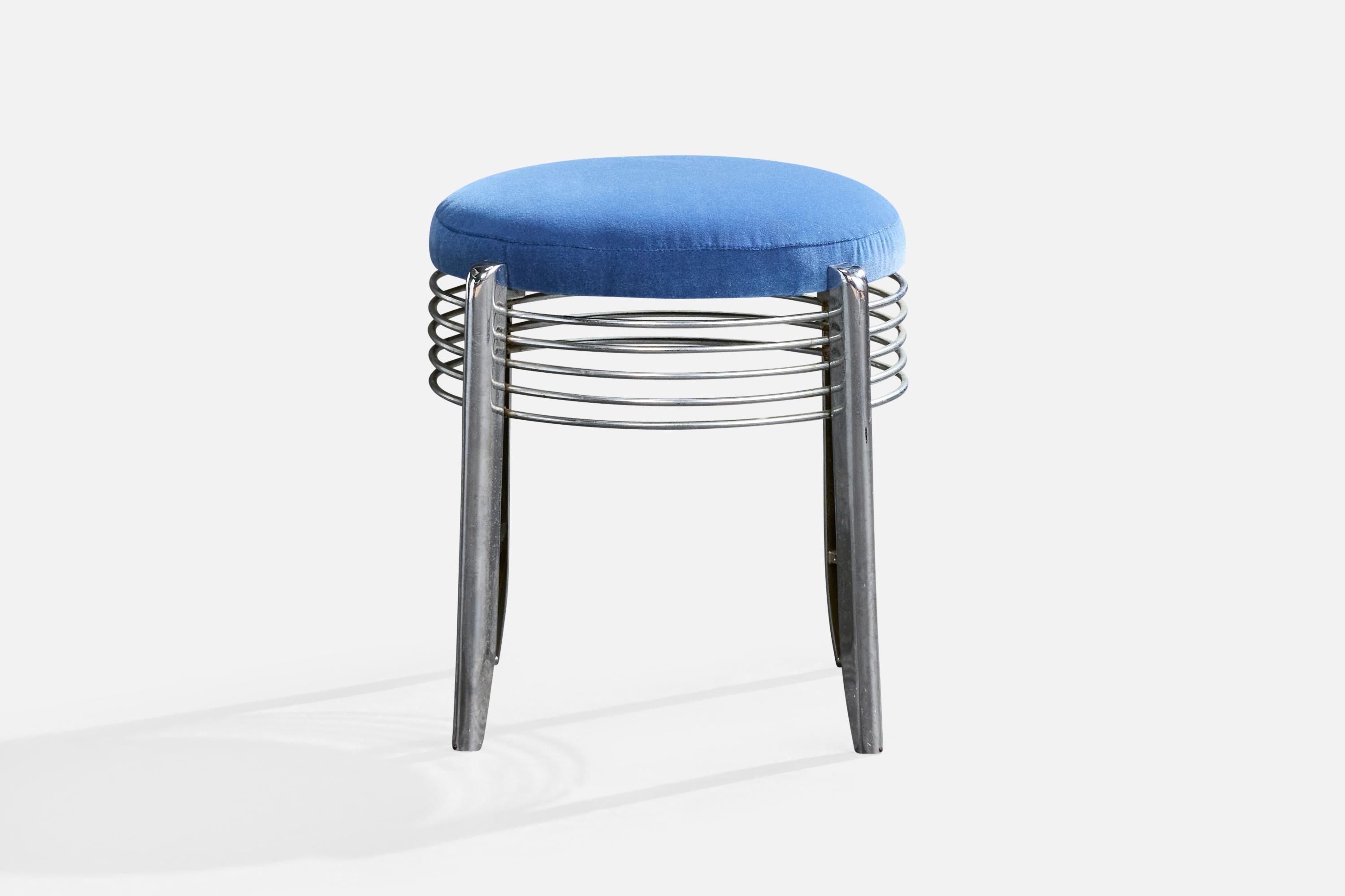 American Designer, Taburetes, Cromo, Terciopelo, EE.UU., Década de 1970 en Bueno estado para la venta en High Point, NC