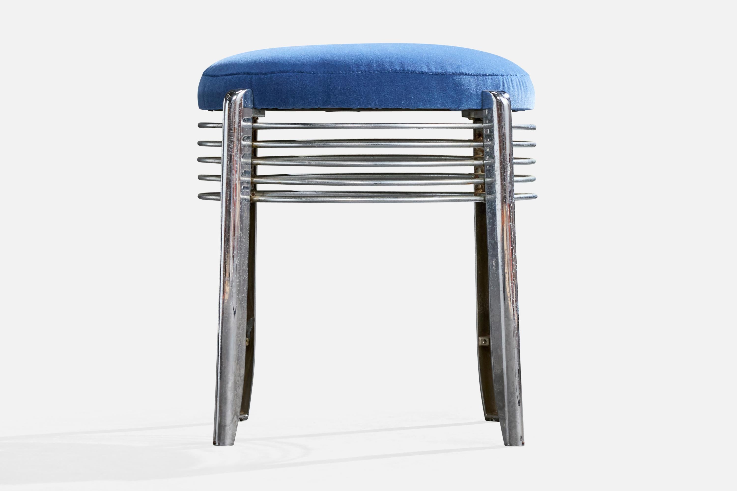 American Designer, Taburetes, Cromo, Terciopelo, EE.UU., Década de 1970 siglo XX en venta