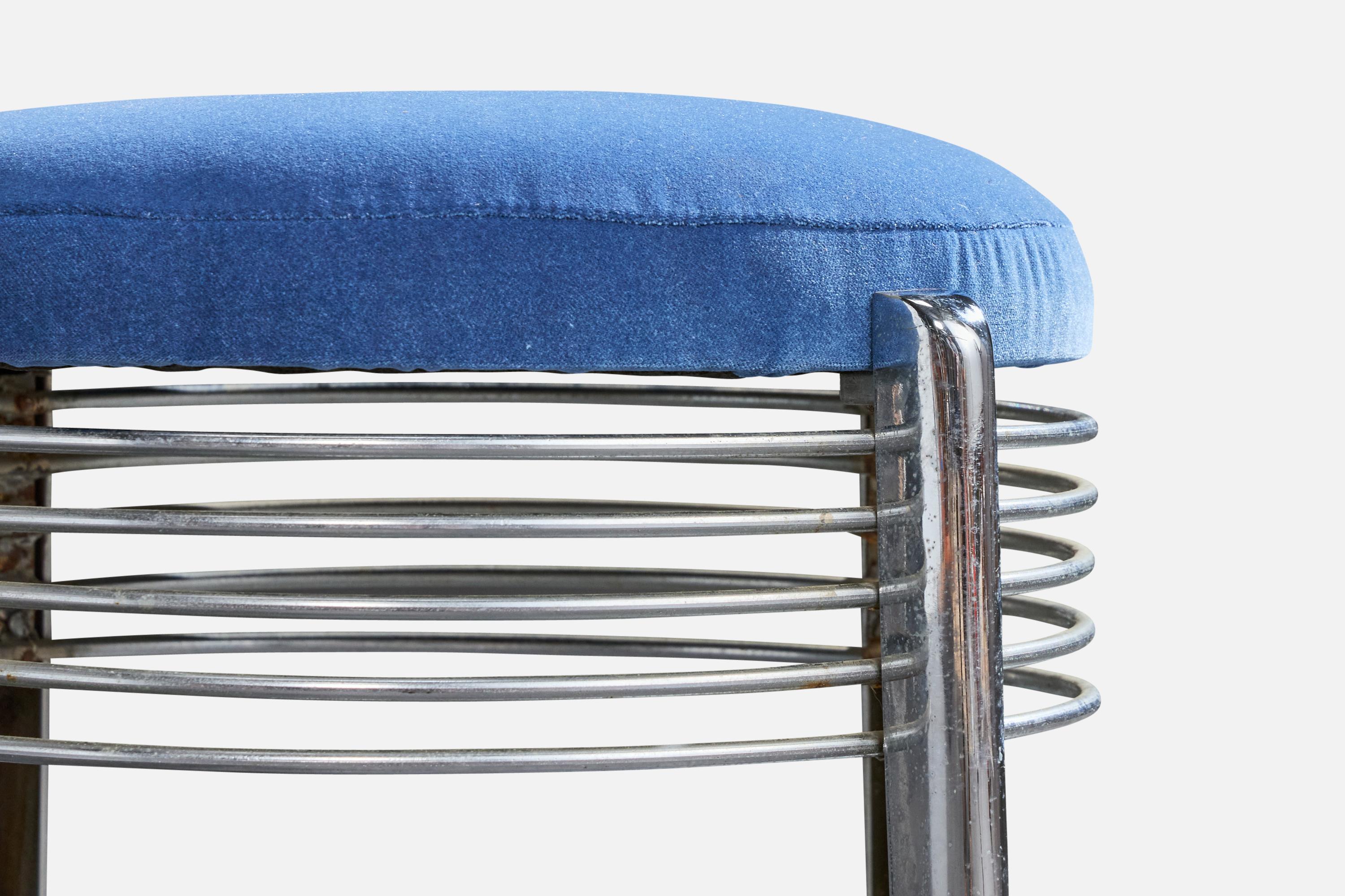 American Designer, Taburetes, Cromo, Terciopelo, EE.UU., Década de 1970 en venta 1