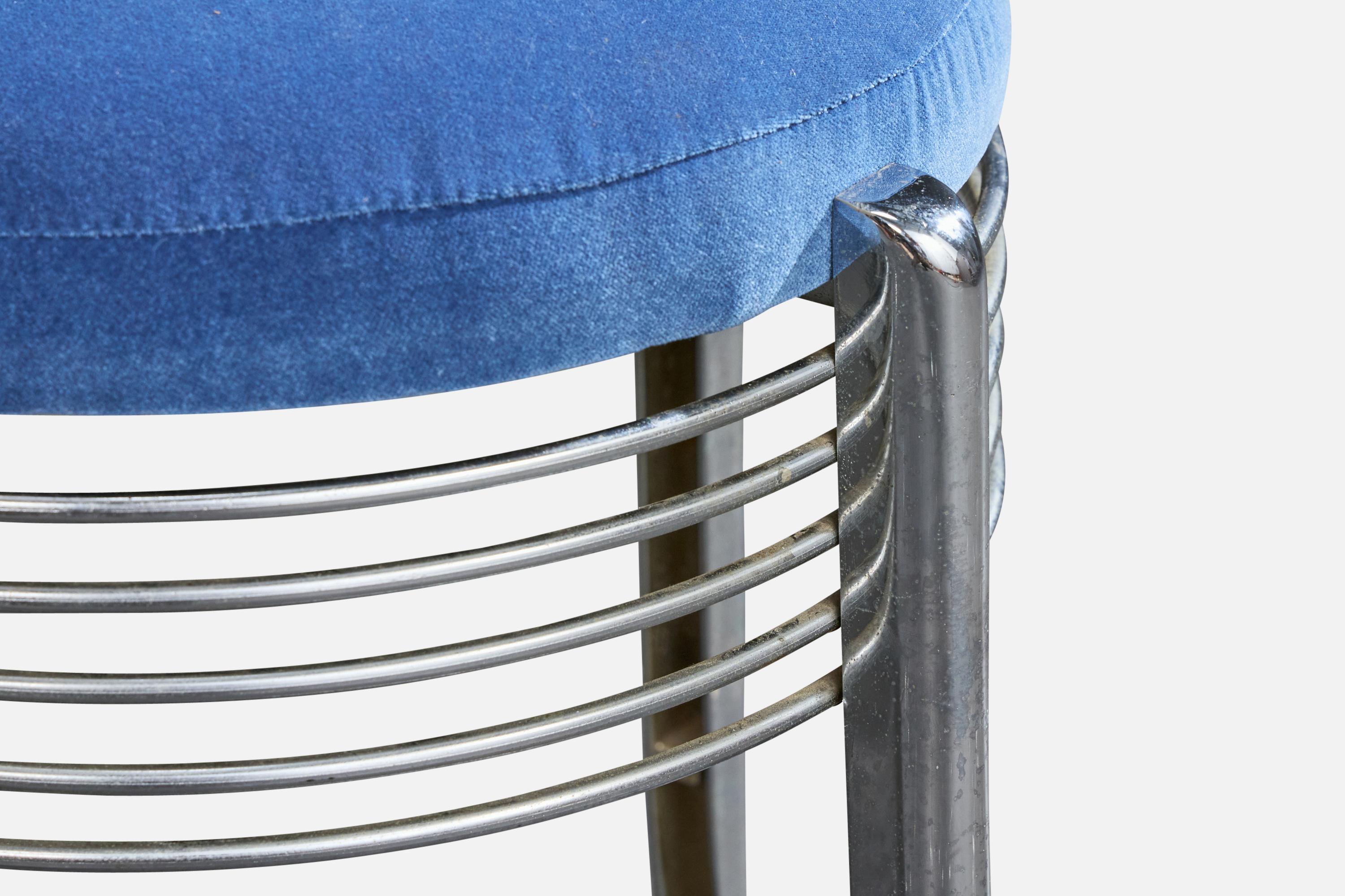 American Designer, Taburetes, Cromo, Terciopelo, EE.UU., Década de 1970 en venta 2