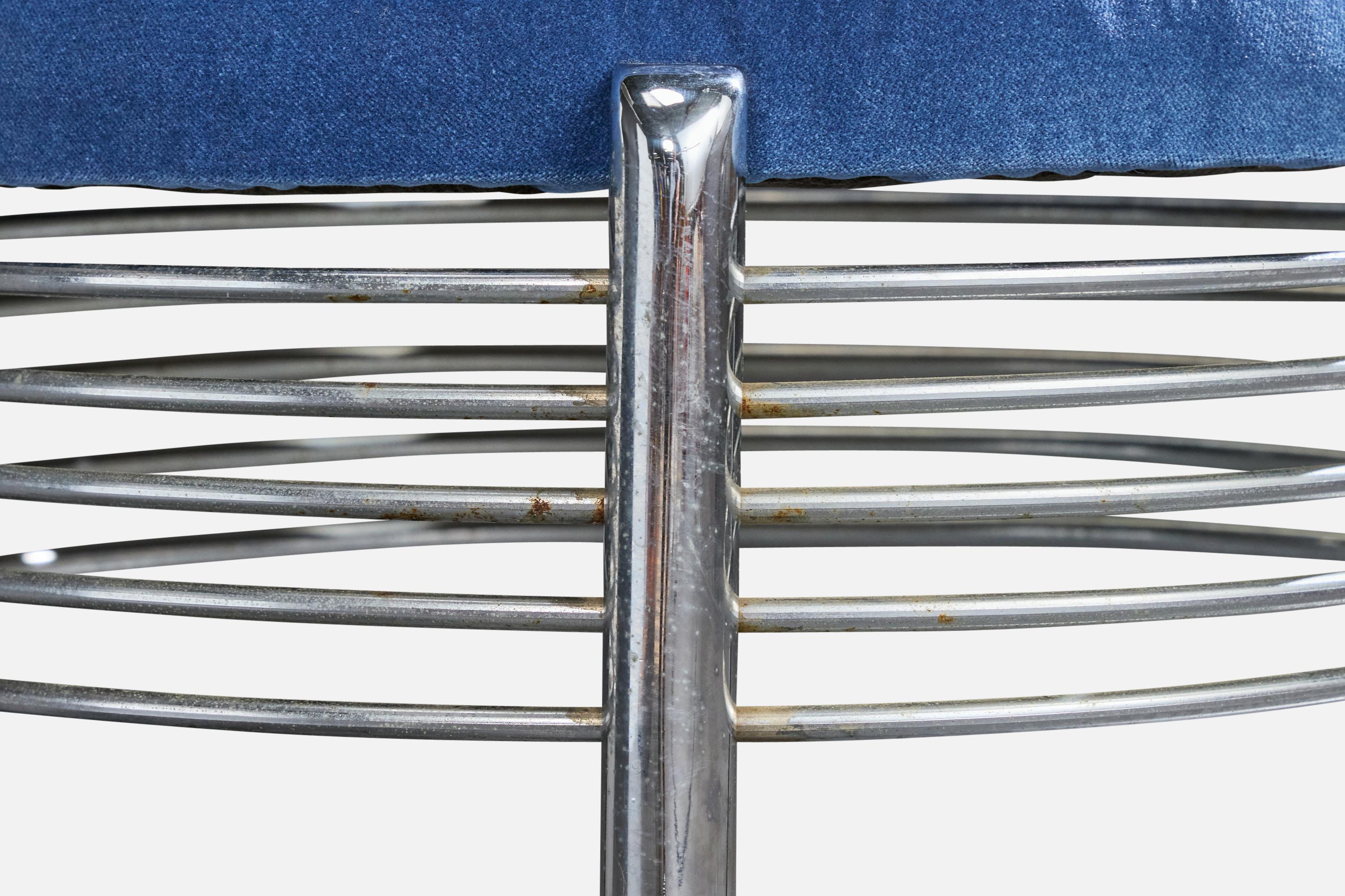 American Designer, Taburetes, Cromo, Terciopelo, EE.UU., Década de 1970 en venta 3