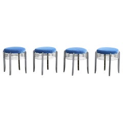 American Designer, Stools, Chrome, Velvet, USA, 1970s