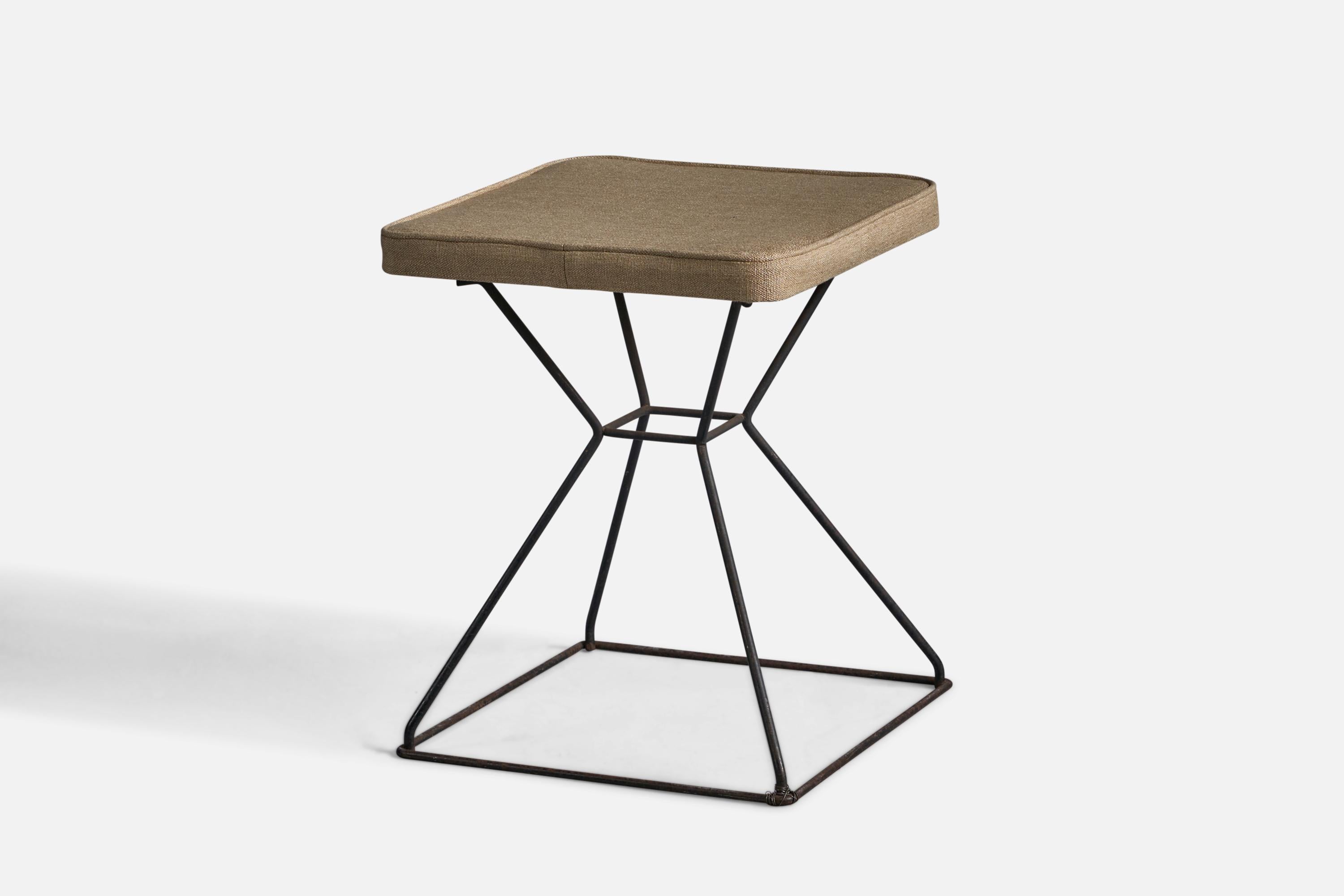 American Designer, Stools, Iron, Fabric, USA, 1950s In Good Condition For Sale In High Point, NC