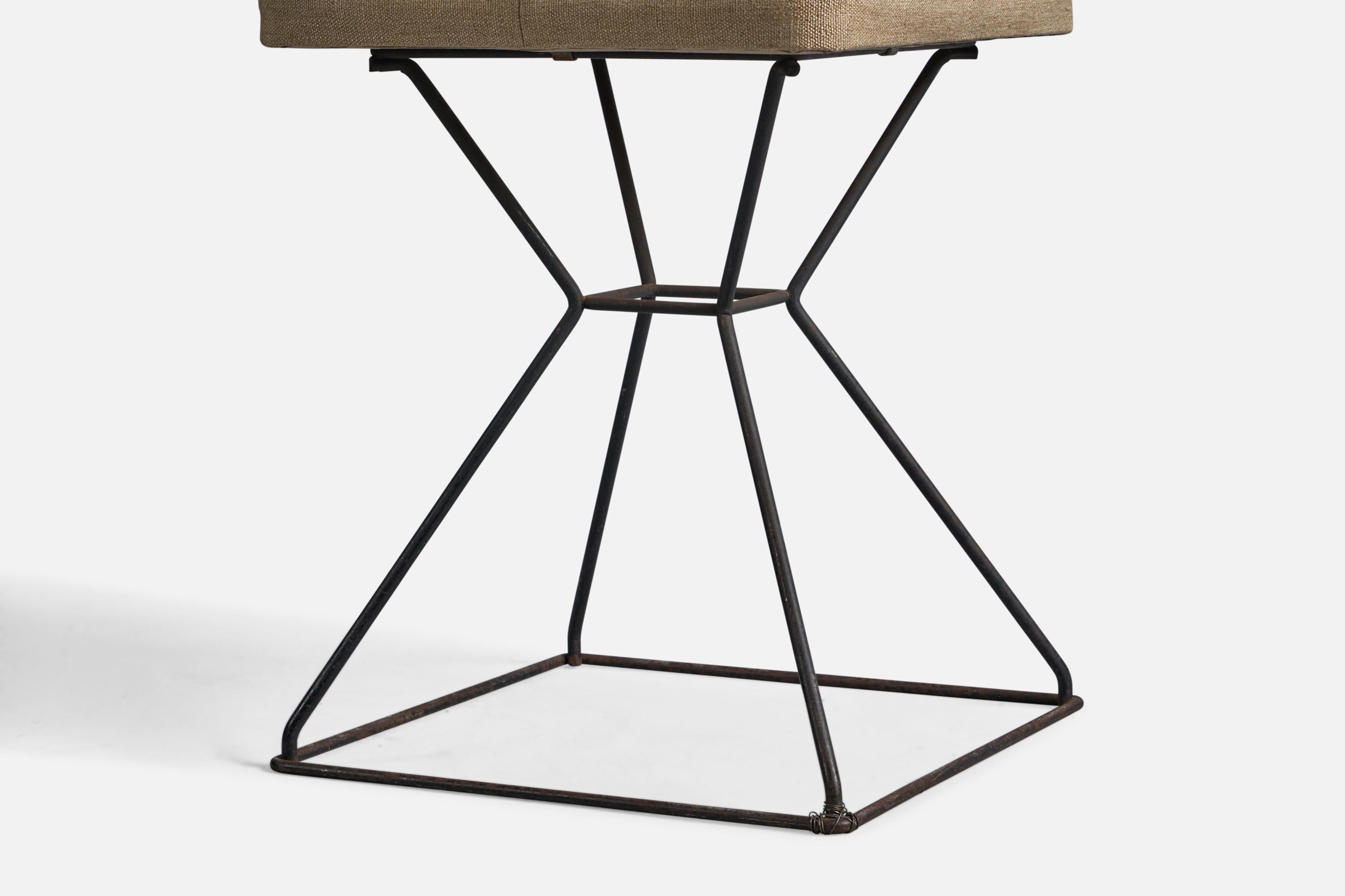 Mid-20th Century American Designer, Stools, Iron, Fabric, USA, 1950s For Sale