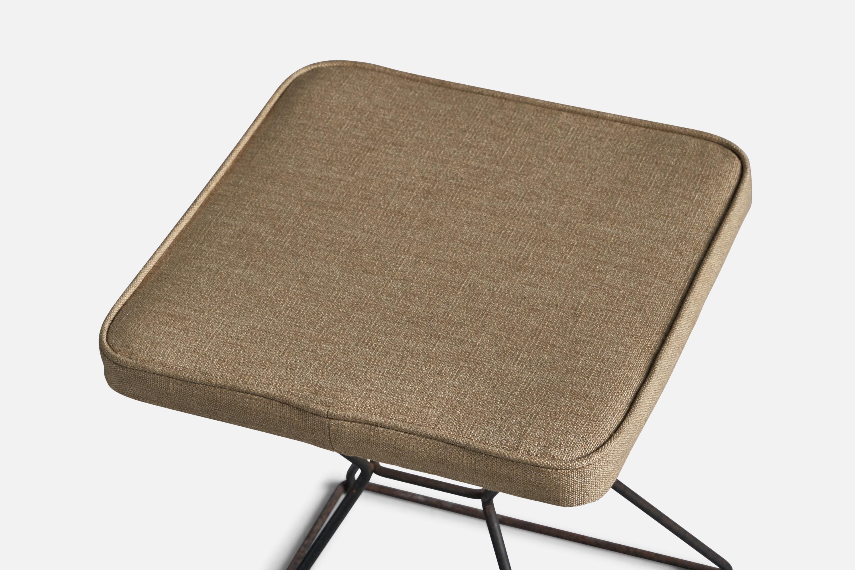 American Designer, Stools, Iron, Fabric, USA, 1950s For Sale 1