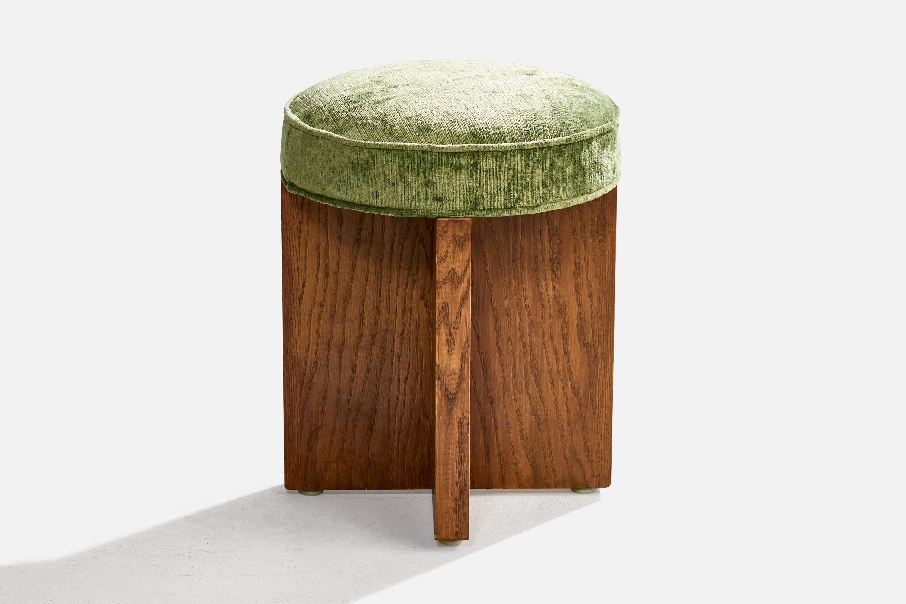 American Design, Tabourets, Oak, Velvet, USA, 1980 Bon état - En vente à High Point, NC