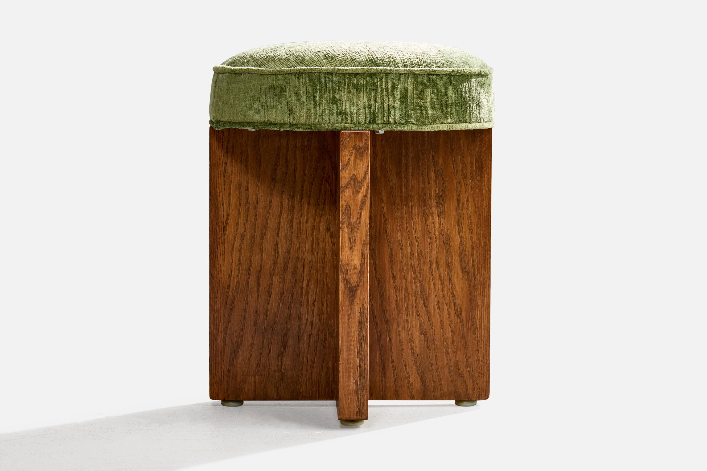 Fin du 20e siècle American Design, Tabourets, Oak, Velvet, USA, 1980 en vente