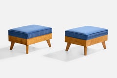 American Designer, Stools, Velvet, Maple, USA, 1950s