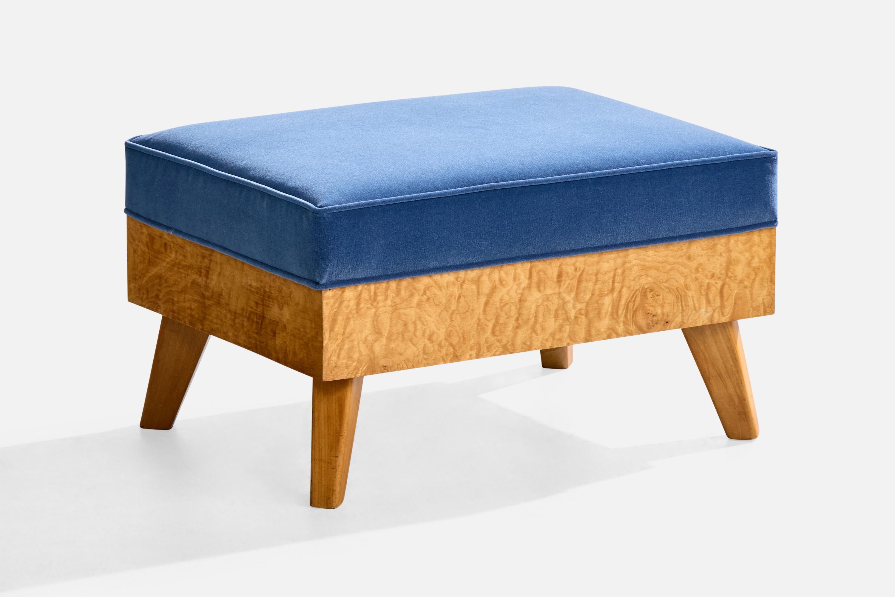American Designer, Hocker, Samt, Ahorn, USA, 1950er Jahre (amerikanisch) im Angebot