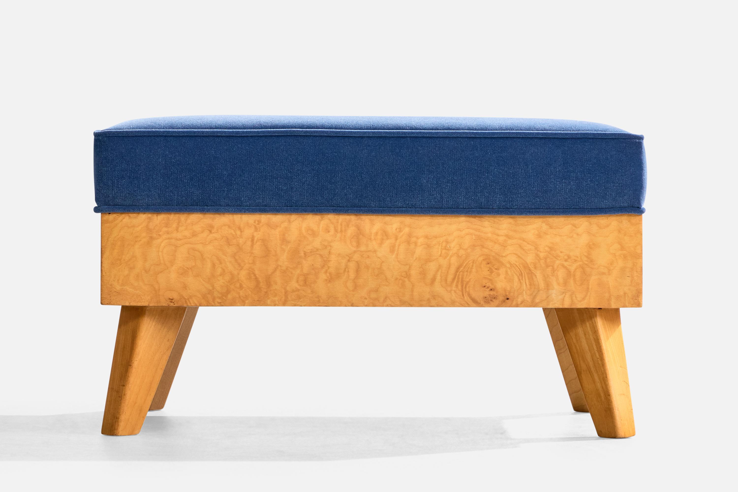 American Designer, Hocker, Samt, Ahorn, USA, 1950er Jahre (Mitte des 20. Jahrhunderts) im Angebot