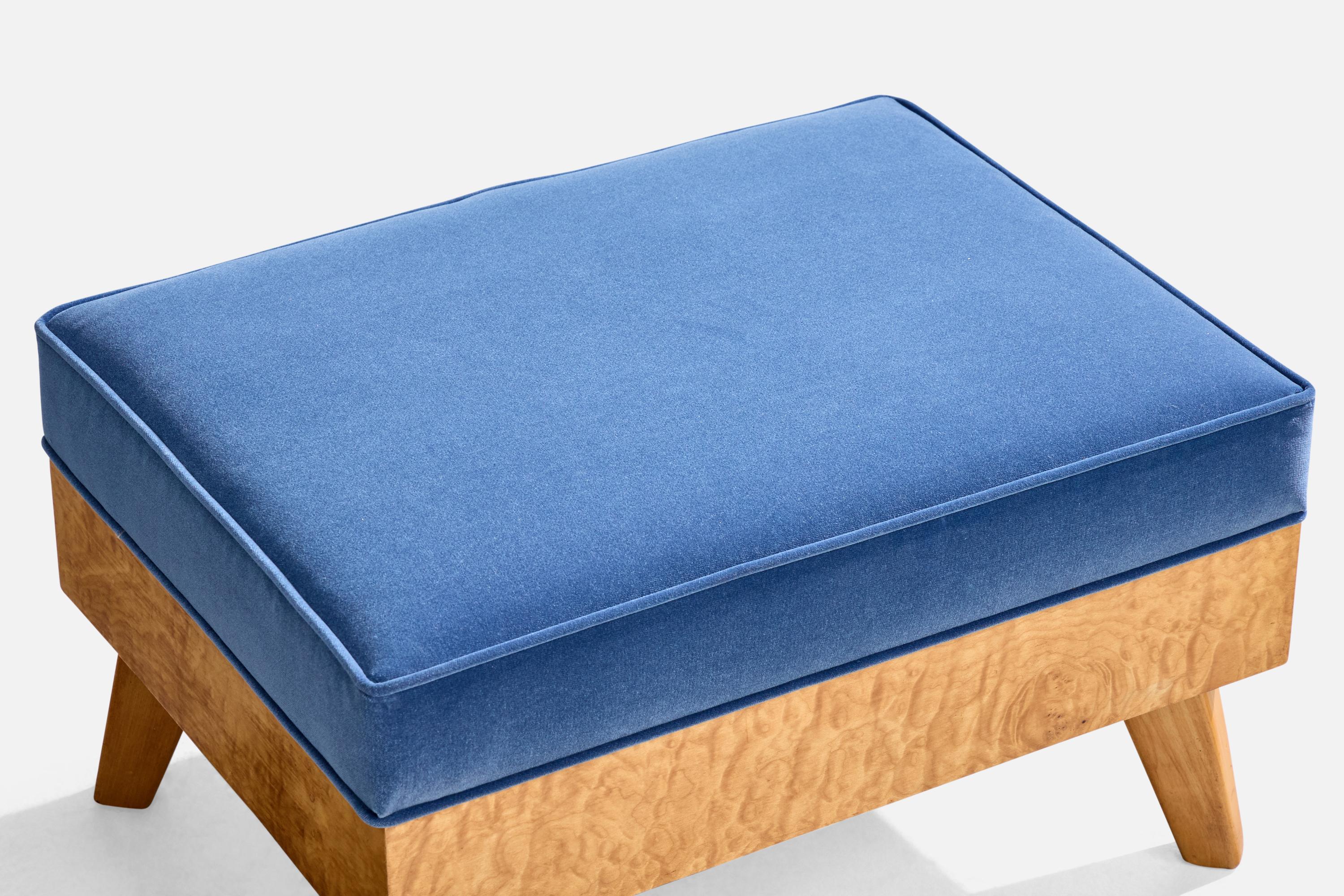 American Designer, Hocker, Samt, Ahorn, USA, 1950er Jahre im Angebot 2