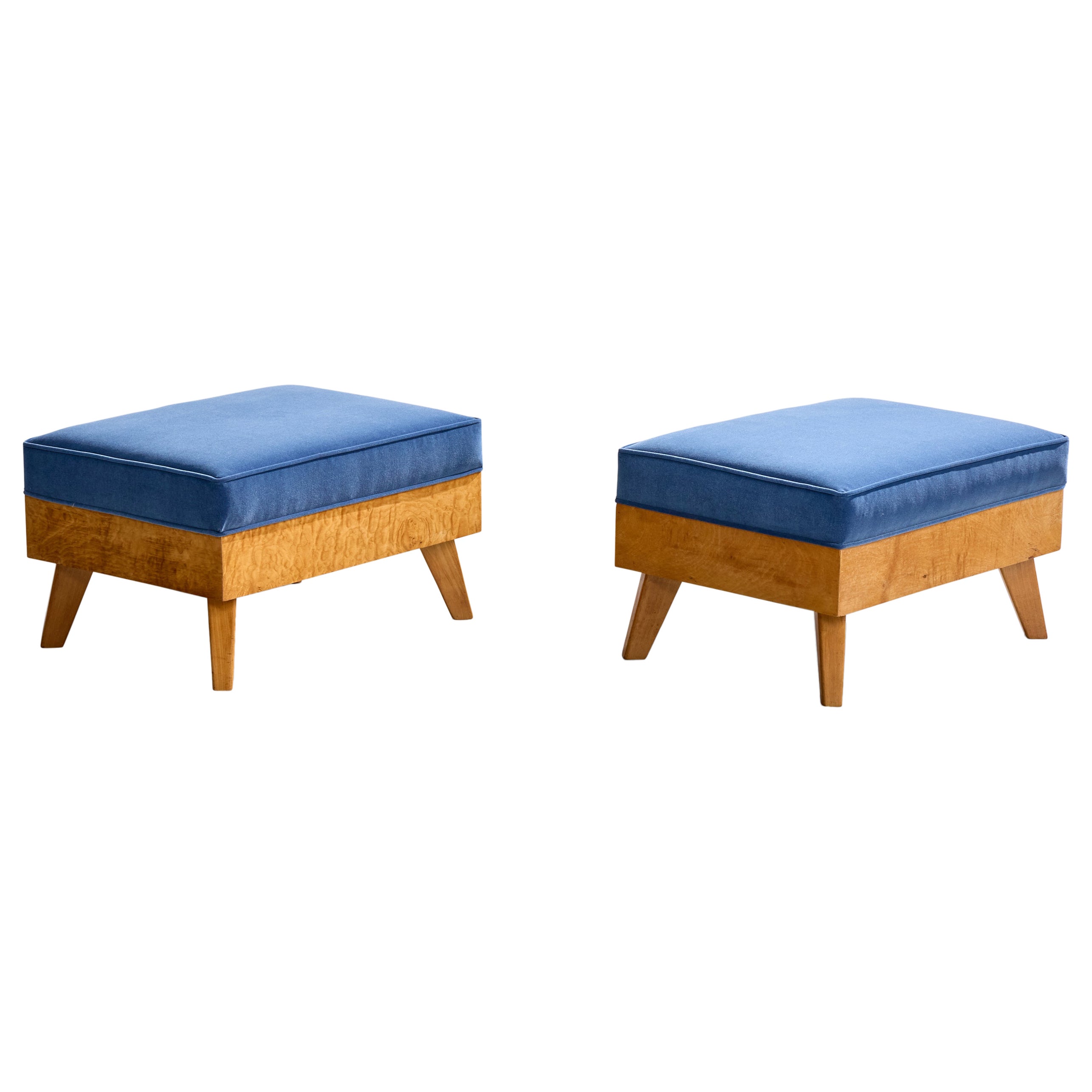 American Designer, Hocker, Samt, Ahorn, USA, 1950er Jahre