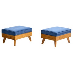 American Designer, Hocker, Samt, Ahorn, USA, 1950er Jahre