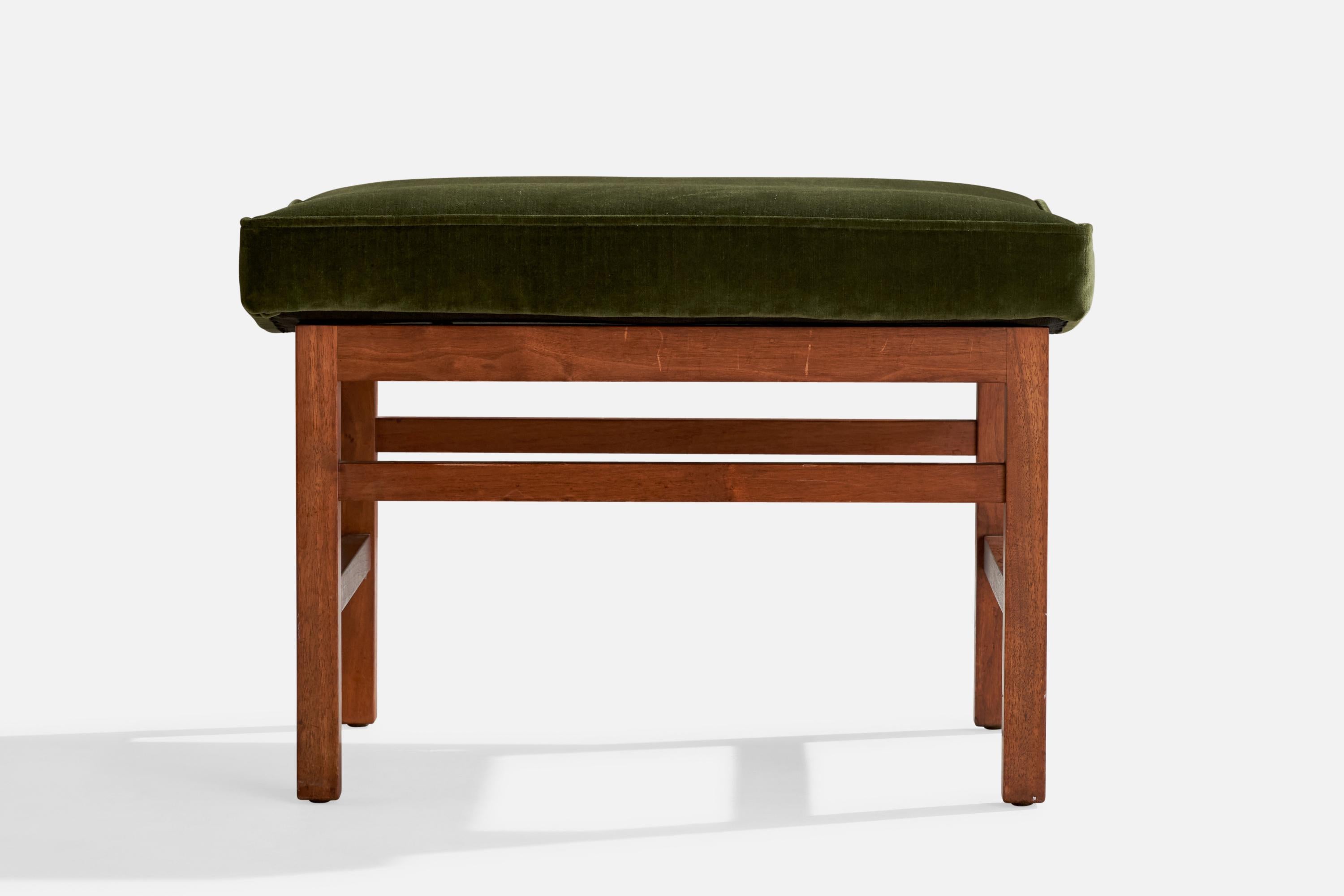 American Designer, Sgabelli, Noce, Velluto, USA, anni '50 in vendita 2