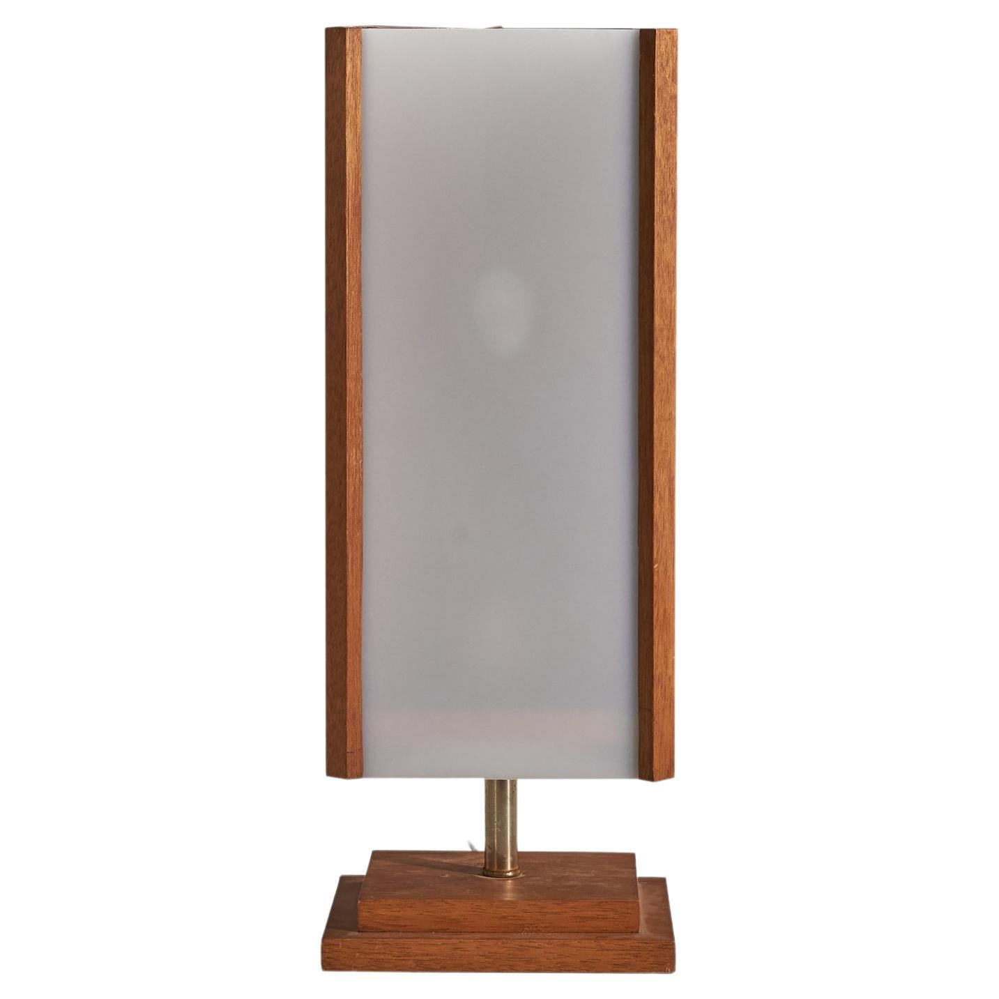 American Designer, Table Lamp, Acrylic, Oak, United States, c. 1960s For Sale