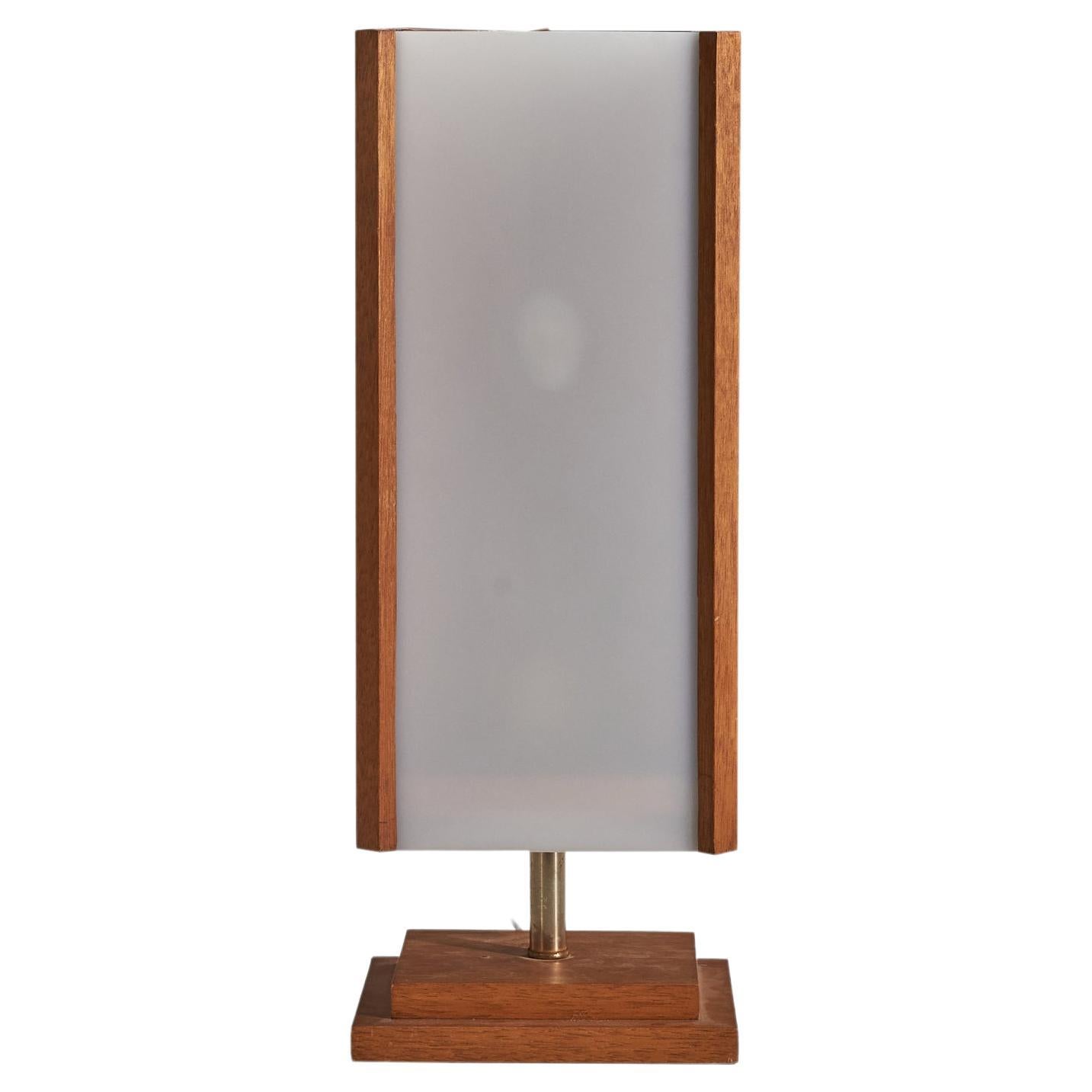 American Designer, Table Lamp, Acrylic, Oak, United States, c. 1960s