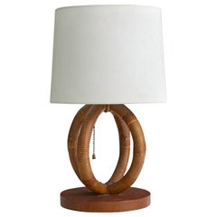 American Designer, Table Lamp, Bamboo, Wood, Rattan, USA, 1950s