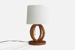 Diseñador estadounidense, lámpara de mesa, bambú, madera, ratán, EE. UU., década de 1950