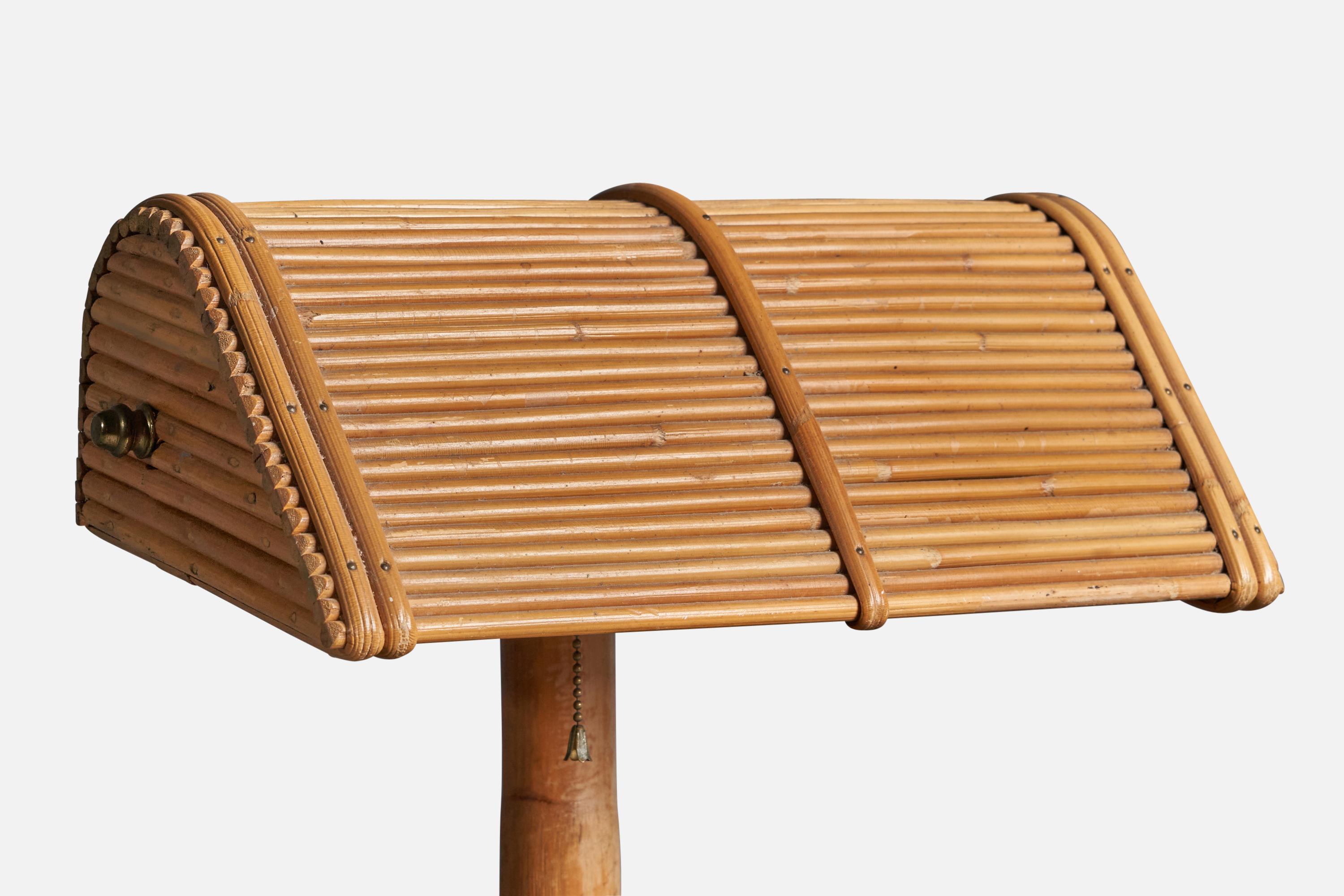 Suédois Designer américain, Lampe de Table, Bambou, Bois, États-Unis, Années 1960 en vente