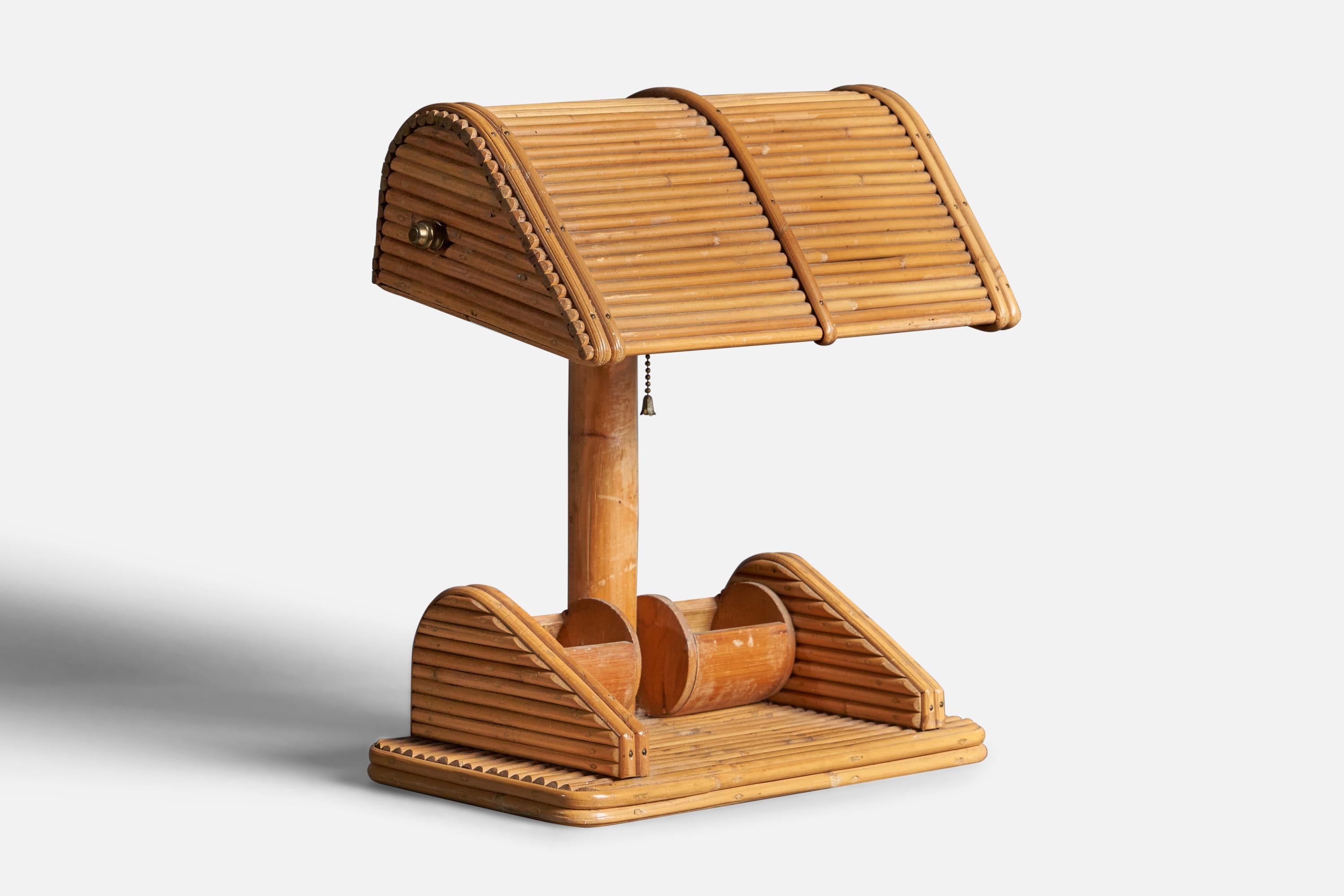 Milieu du XXe siècle Designer américain, Lampe de Table, Bambou, Bois, États-Unis, Années 1960 en vente