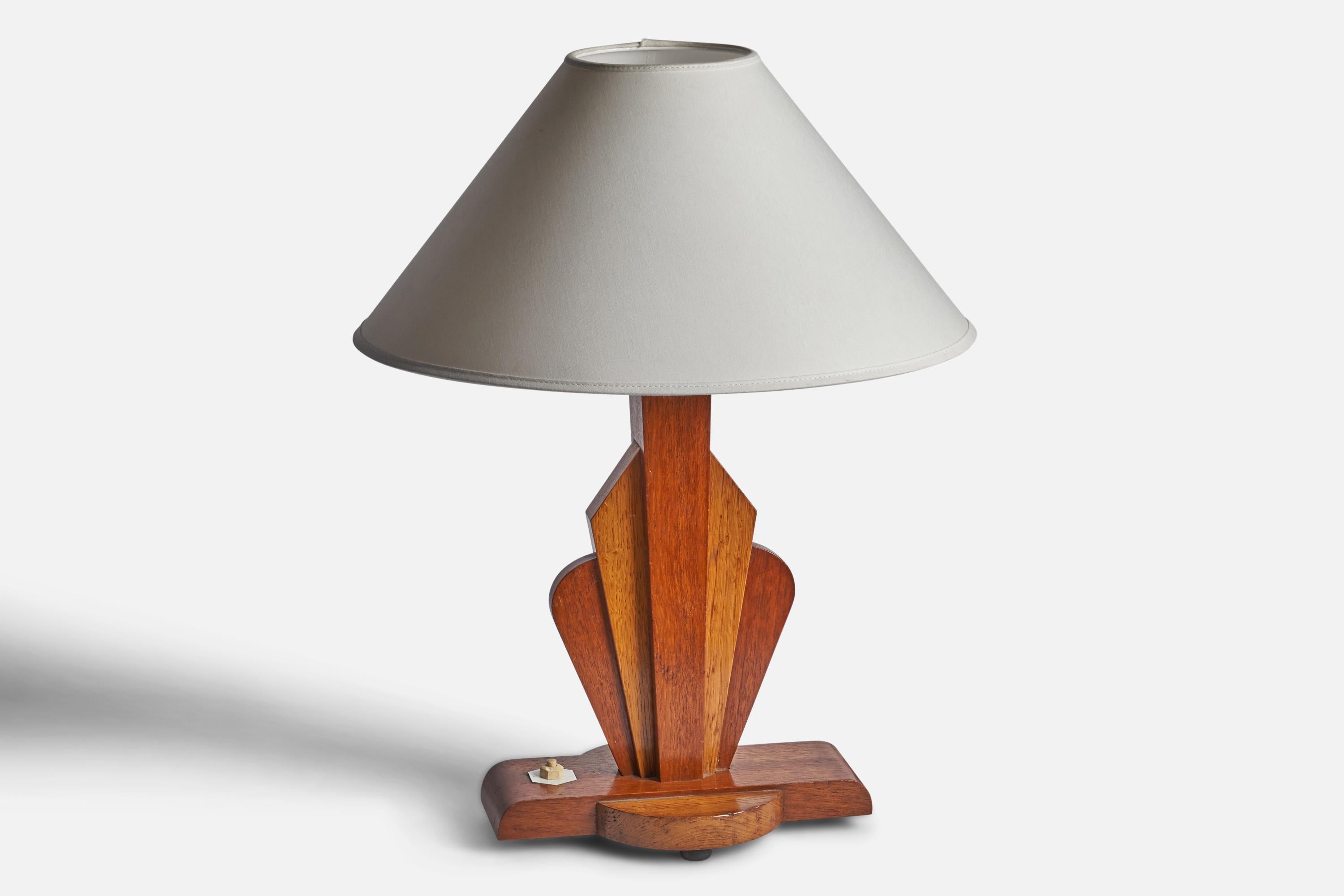 Mid-Century Modern American Designer, Table Lamp, Birch, Teak, USA, 1950s For Sale