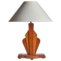 Designer américain, lampe de table, bouleau, teck, États-Unis, années 1950