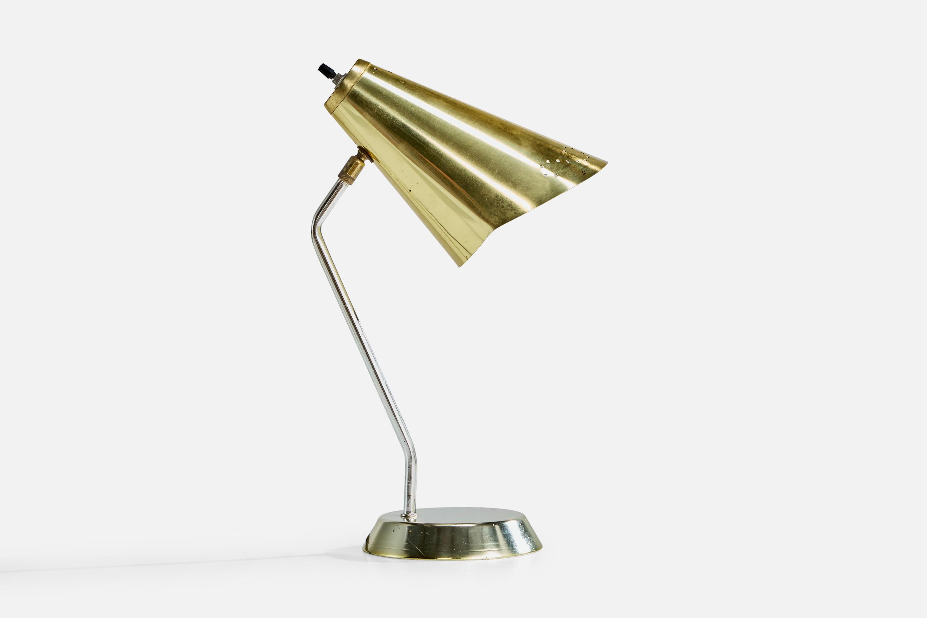 Mid-Century Modern Designer américain, lampe de table, laiton, métal, États-Unis, années 1950 en vente