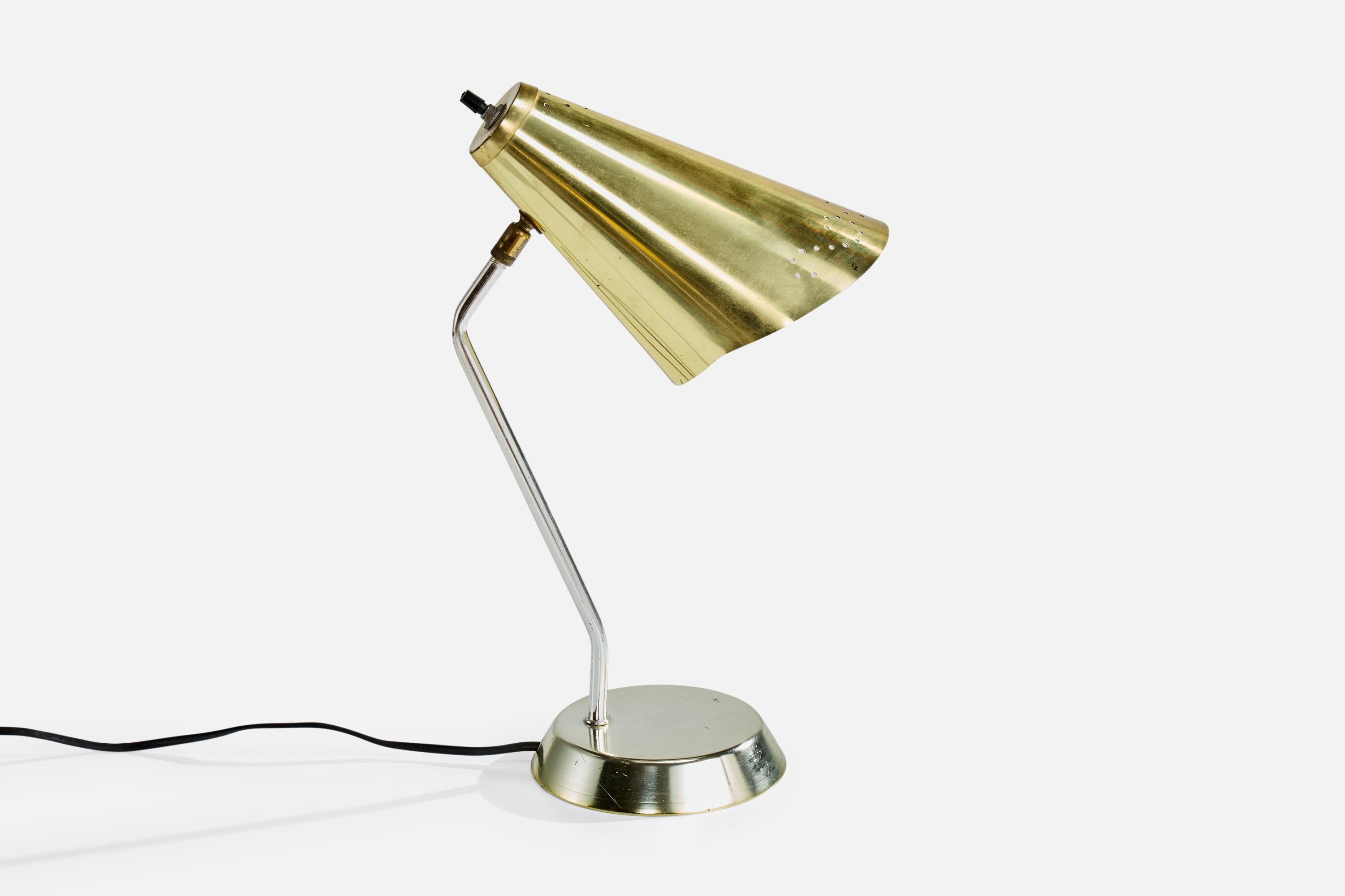 Américain Designer américain, lampe de table, laiton, métal, États-Unis, années 1950 en vente