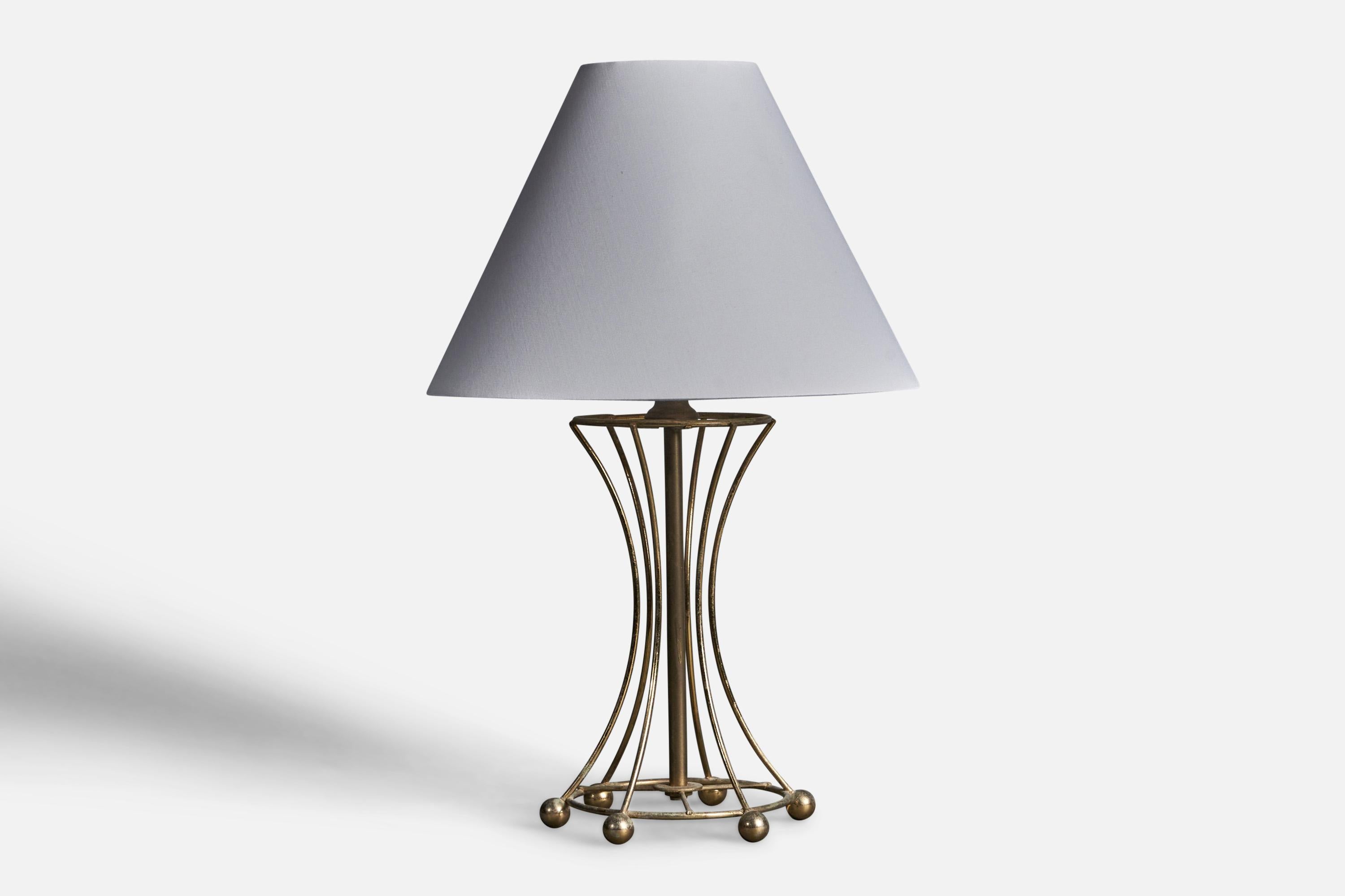 Milieu du XXe siècle Designer américain, lampe de table, laiton, rotin, États-Unis, années 1950 en vente