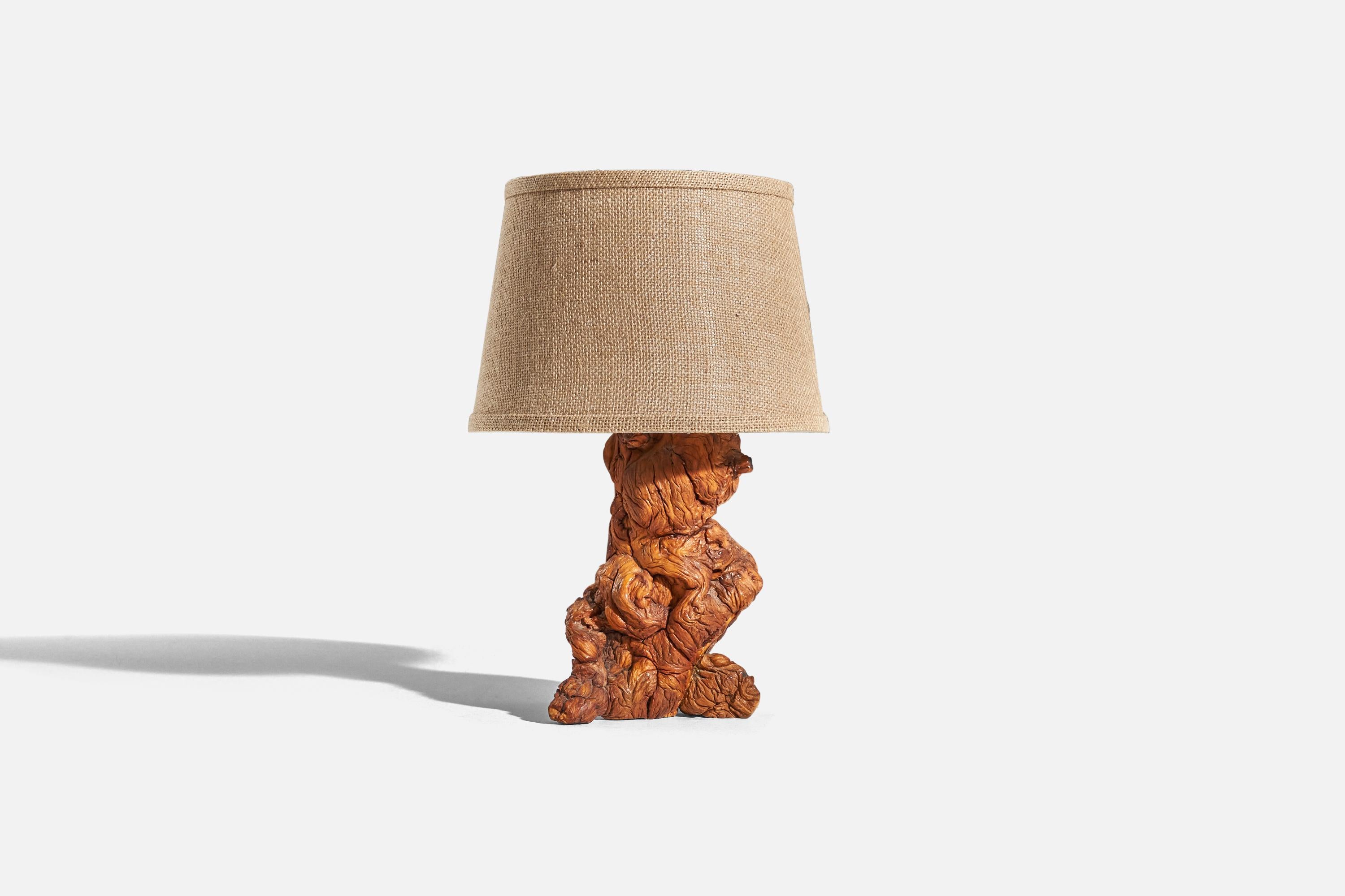 burl table lamp