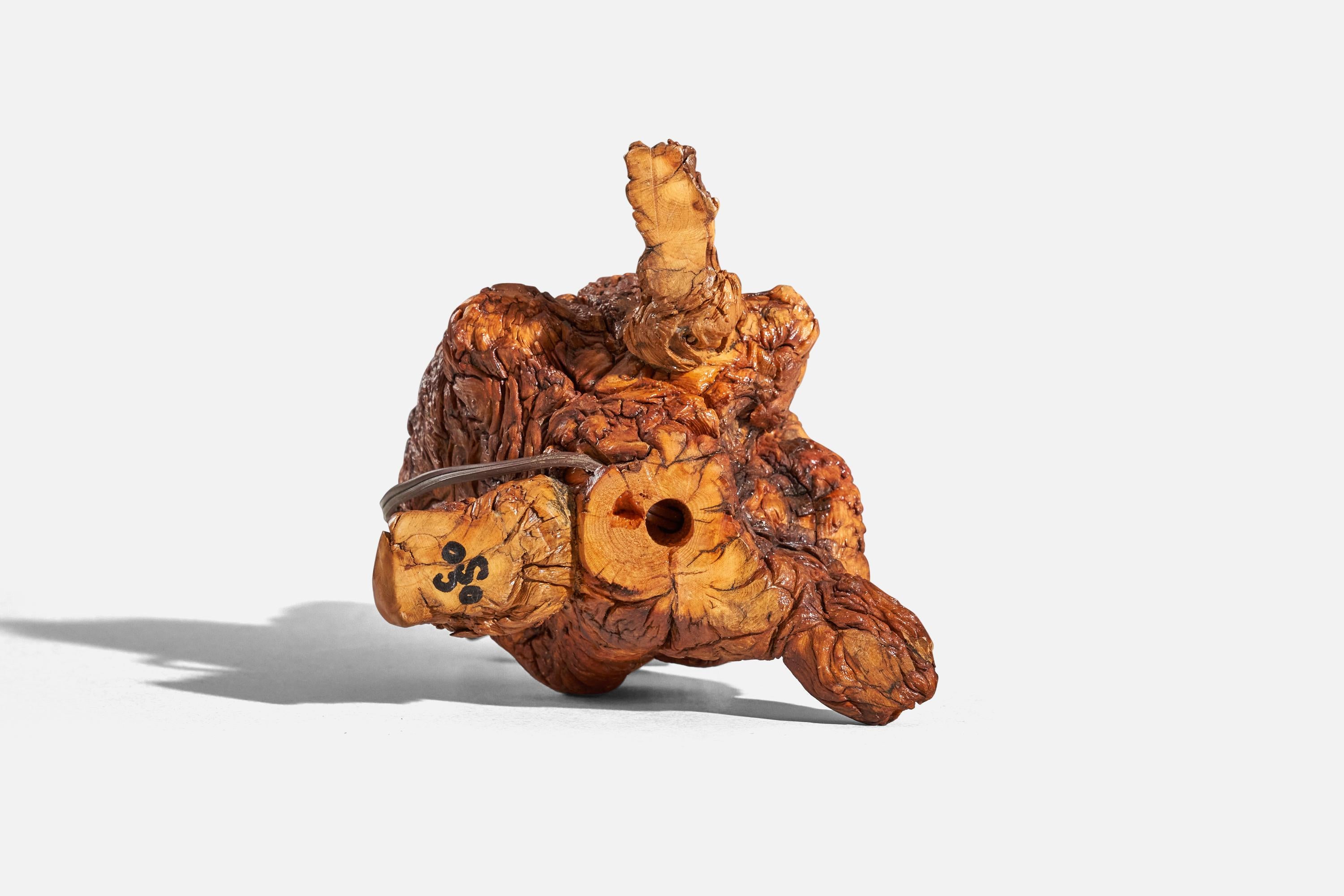 Mid-20th Century American Designer, Table Lamp, Burl, Brass, US, 1950s For Sale