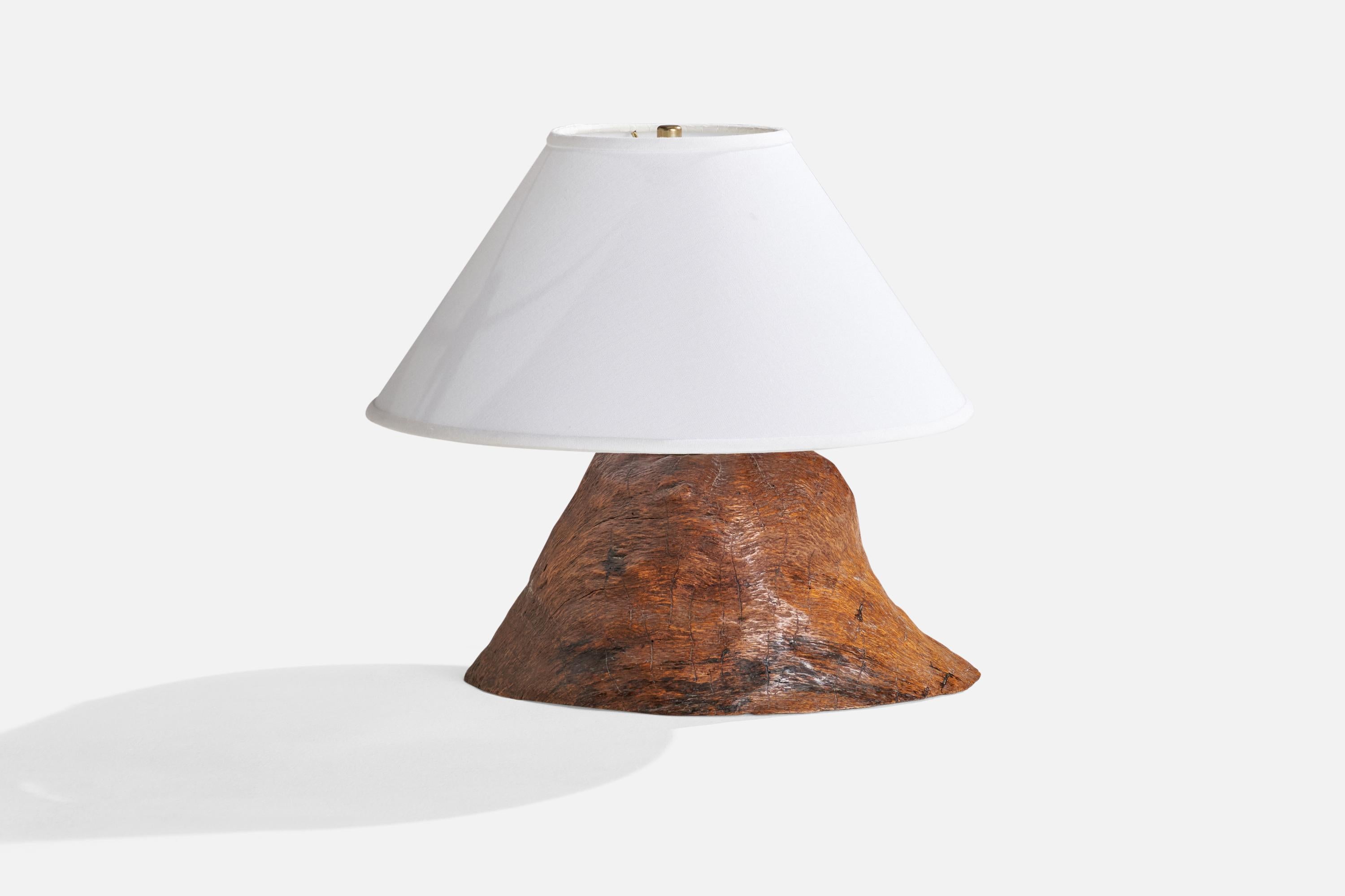 American Designer, Table Lamp, Burl, USA, 1950s In Good Condition For Sale In High Point, NC